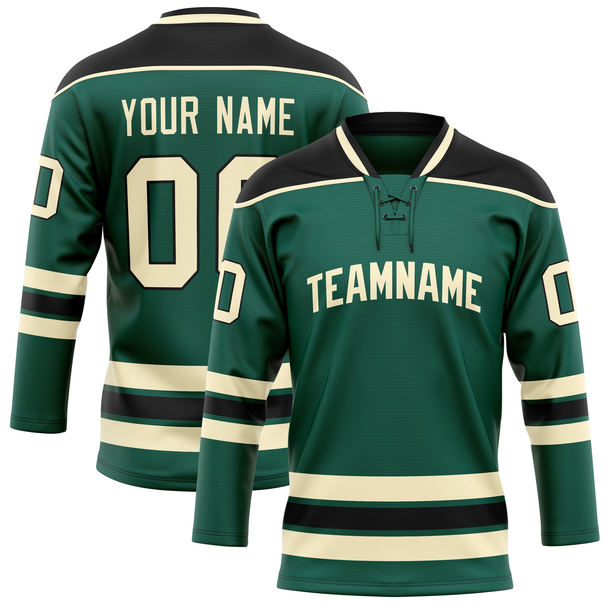 Maillot de hockey personnalisé vert crème uni