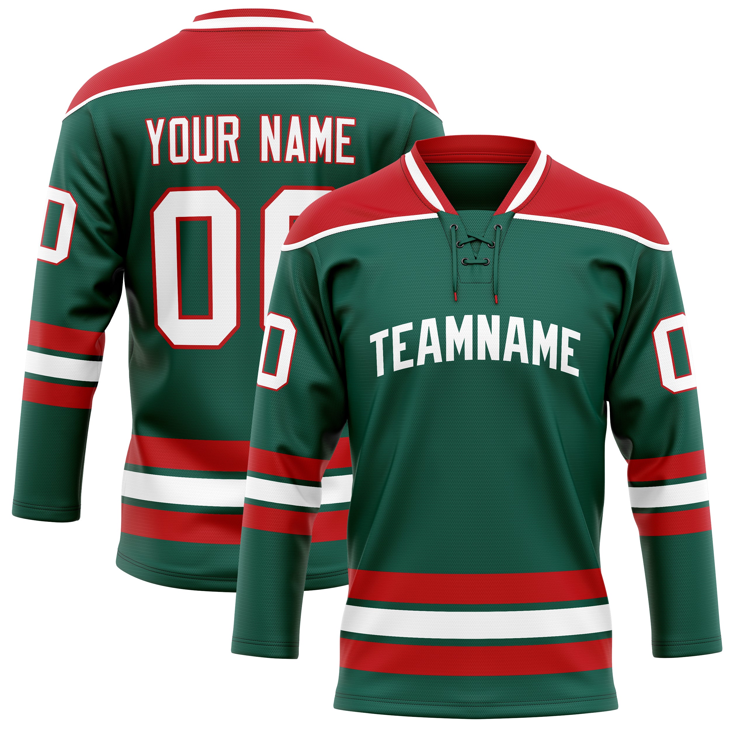 Maillot de hockey personnalisé vert et rouge uni