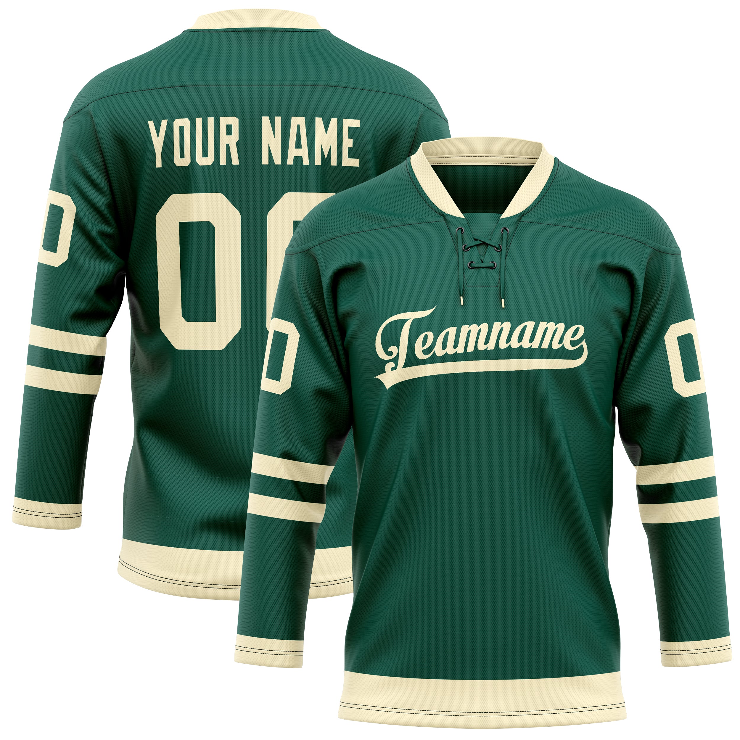 Maillot de hockey personnalisé vert crème uni