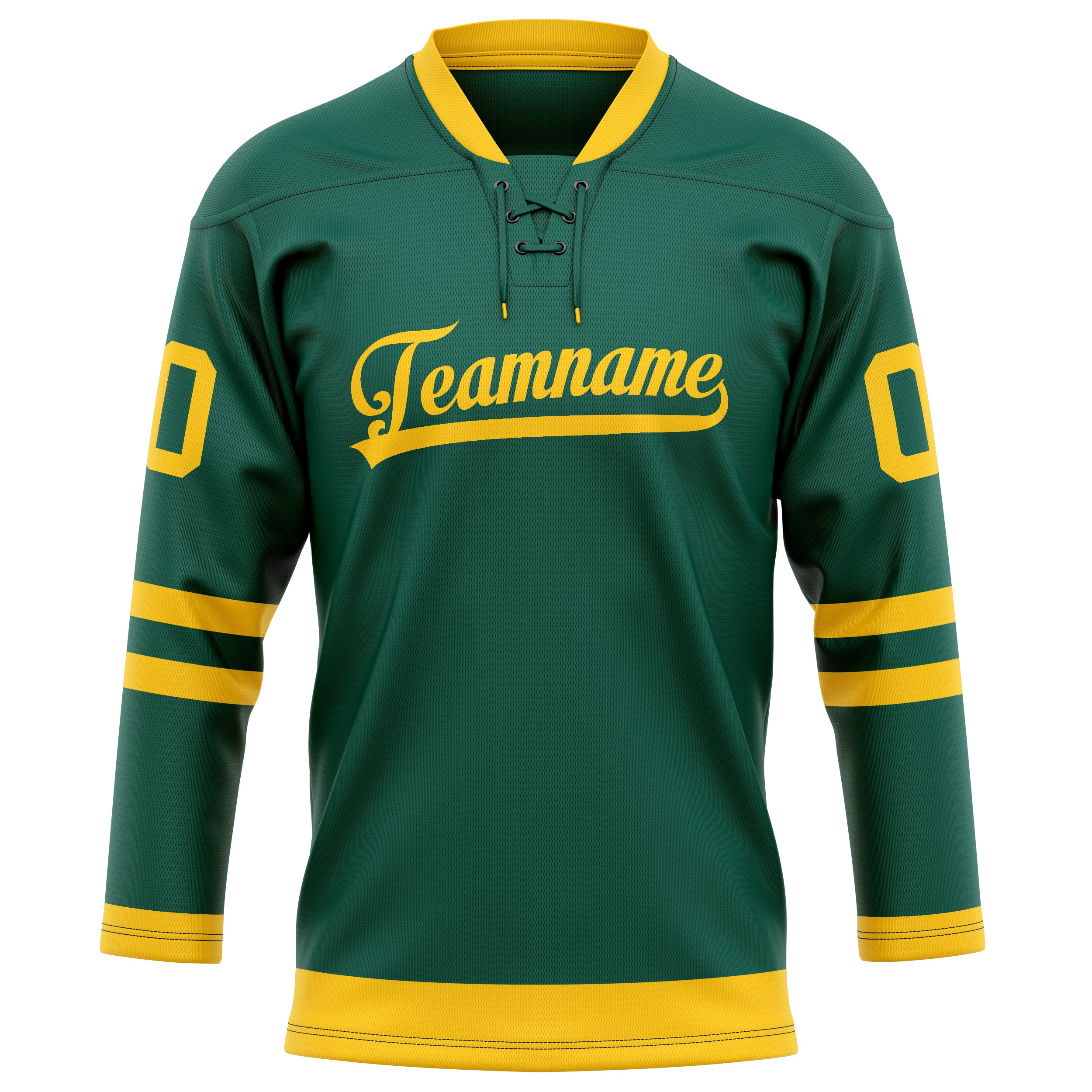 Maillot de hockey personnalisé vert et or uni