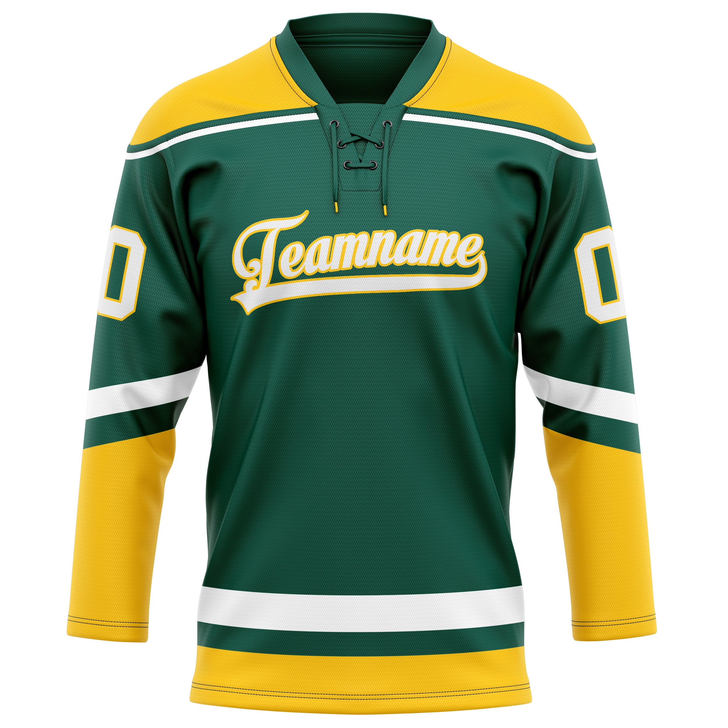 Maillot de hockey personnalisé vert et or uni