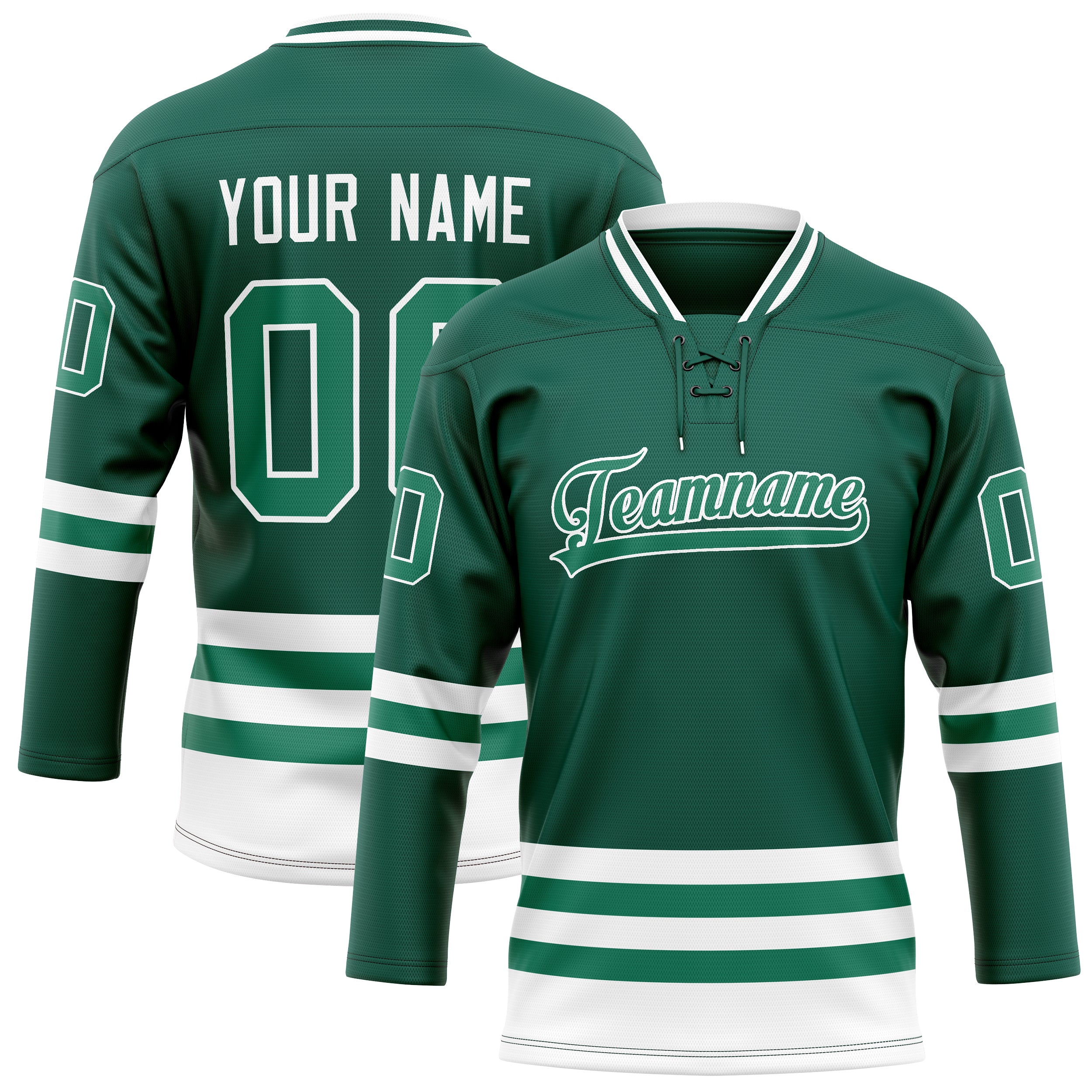 Maillot de hockey personnalisé vert et blanc uni