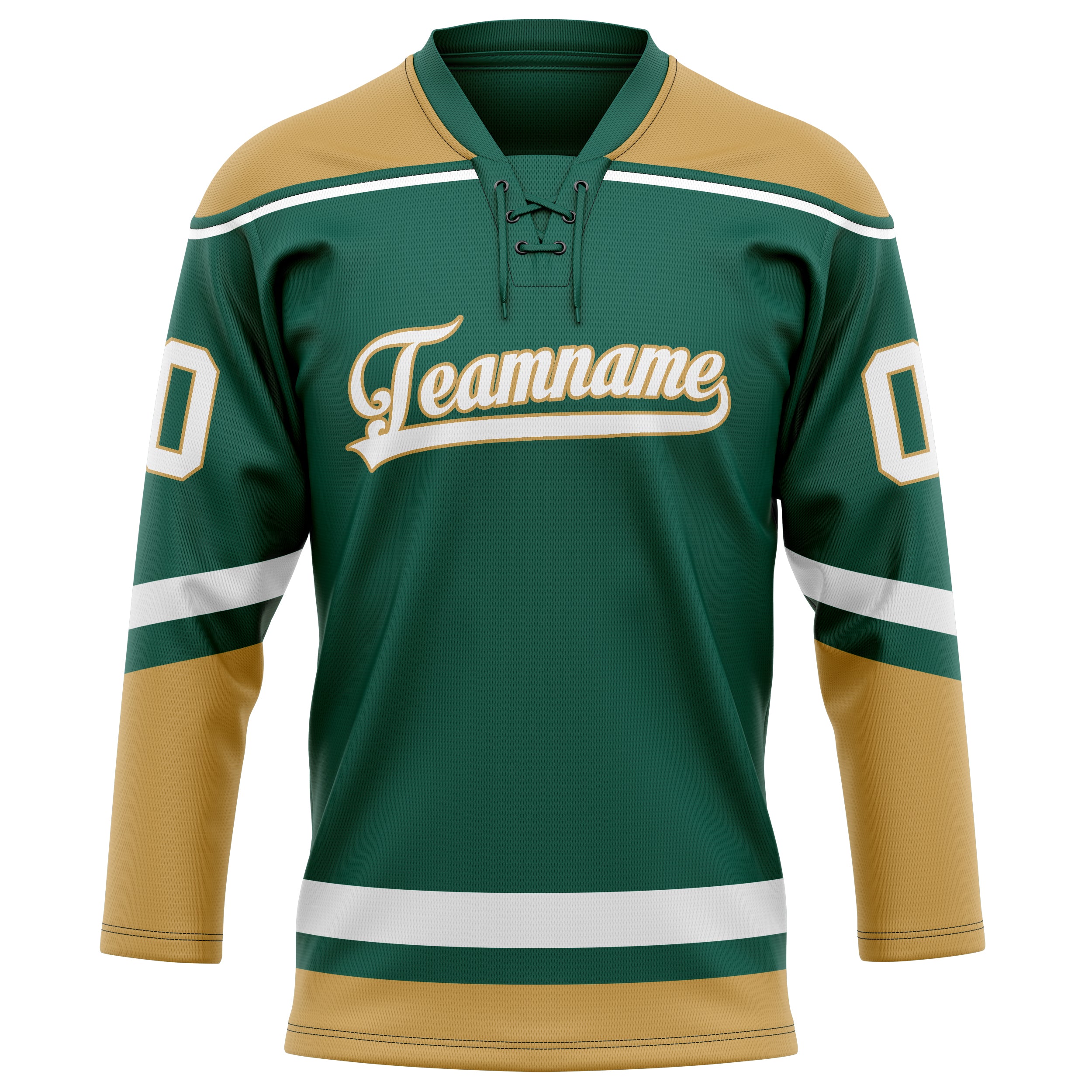 Maillot de hockey personnalisé vert et or uni