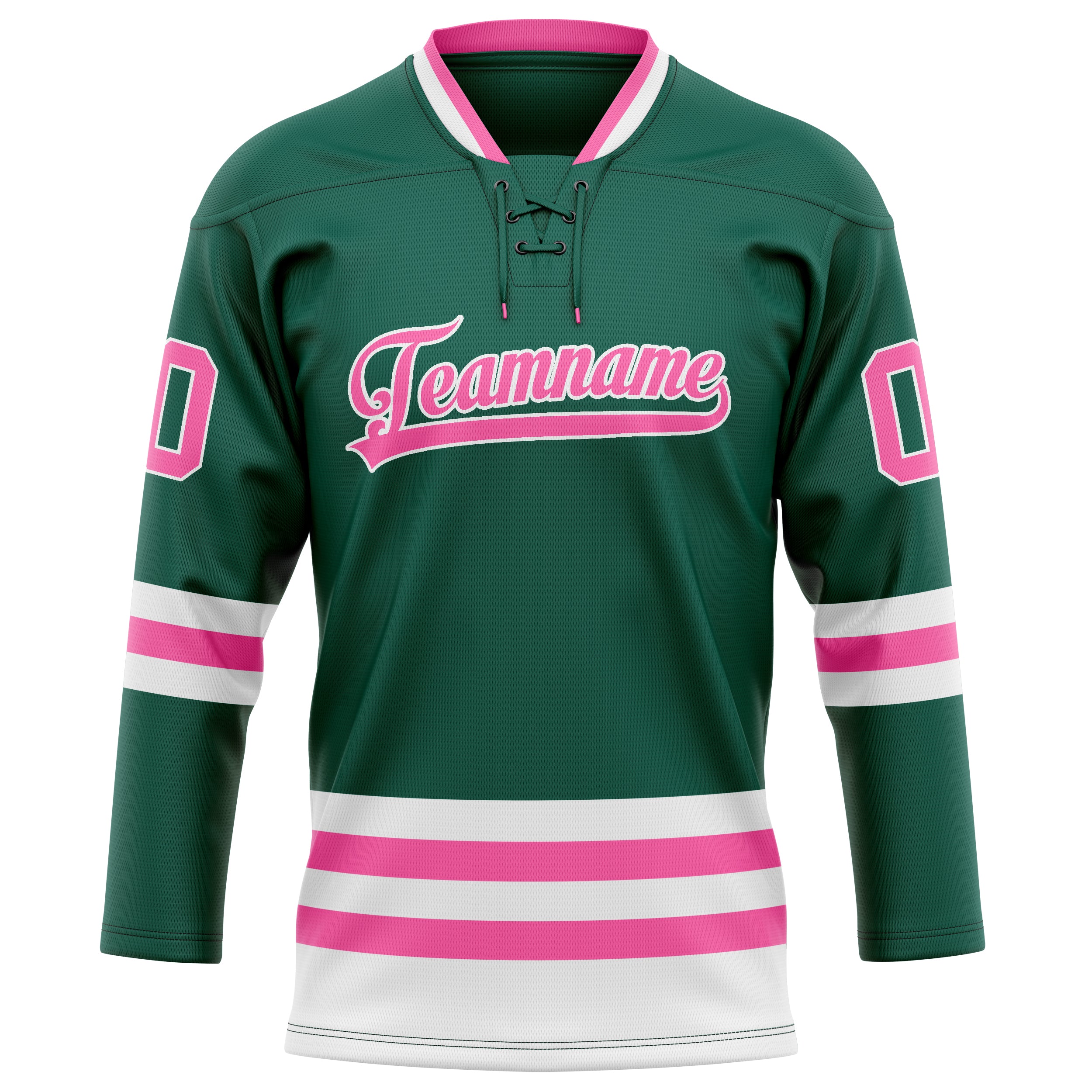 Maillot de hockey personnalisé vert et rose uni