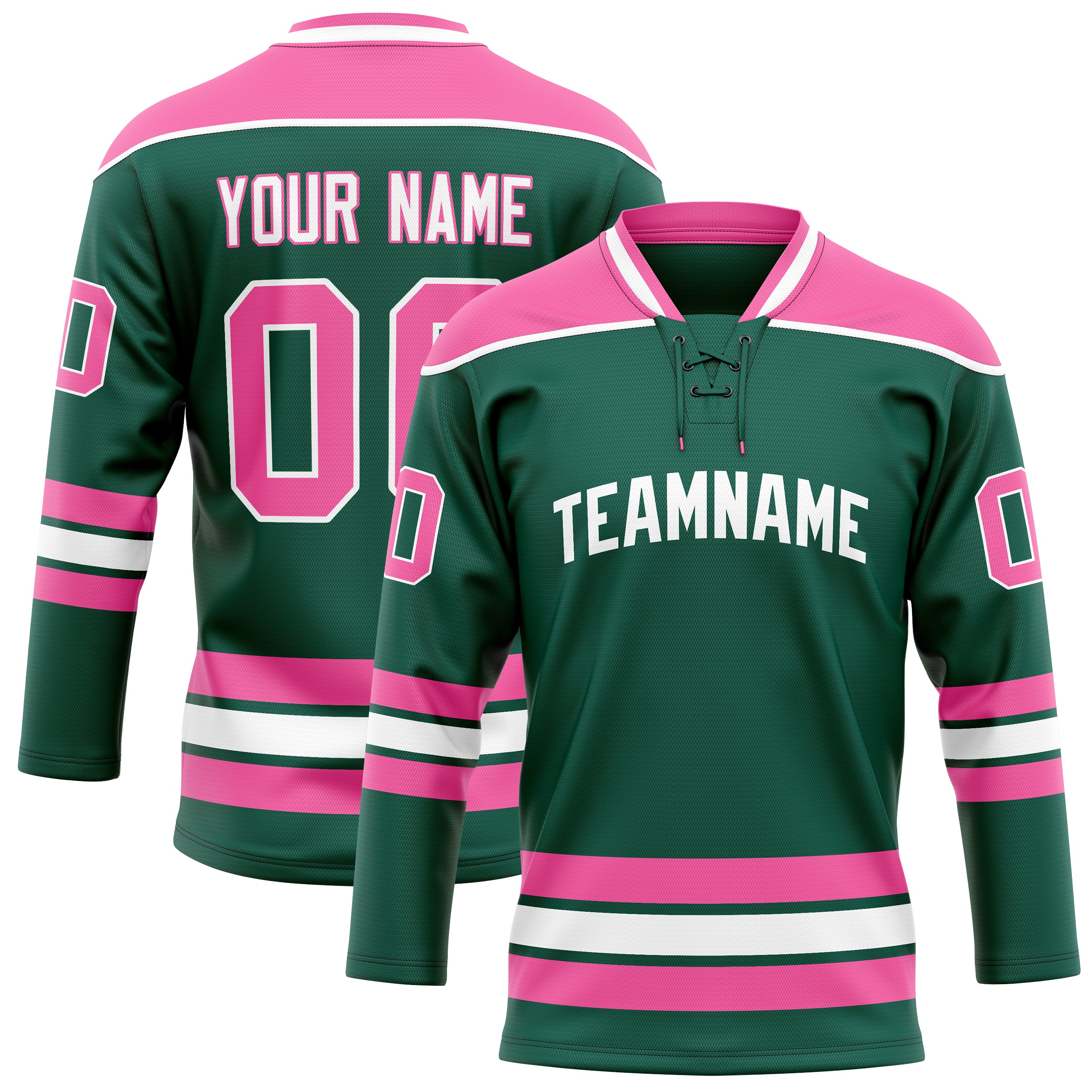 Custom Green Pink Solid Colour Hockey Jersey