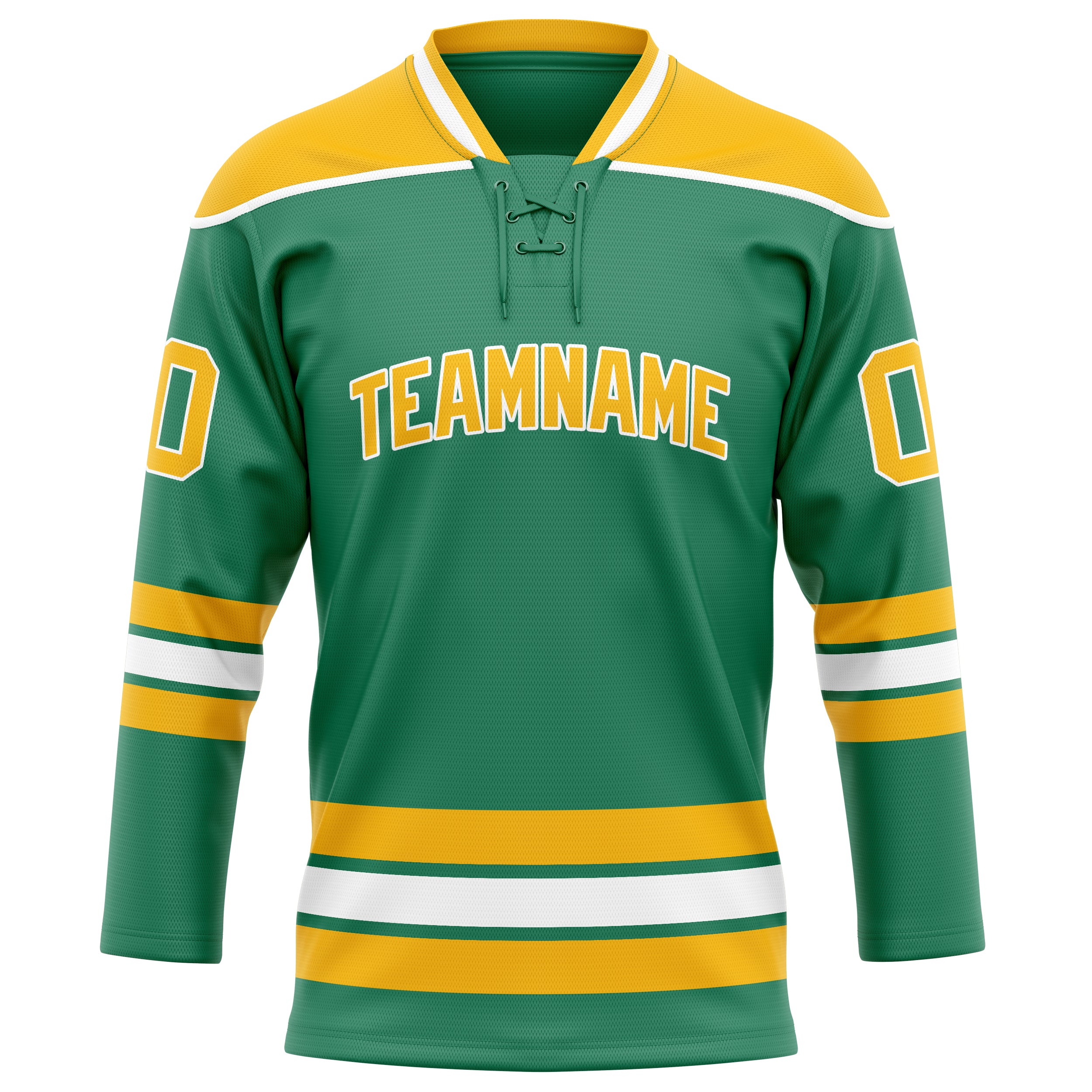 Custom Green Gold Solid Colour Hockey Jersey