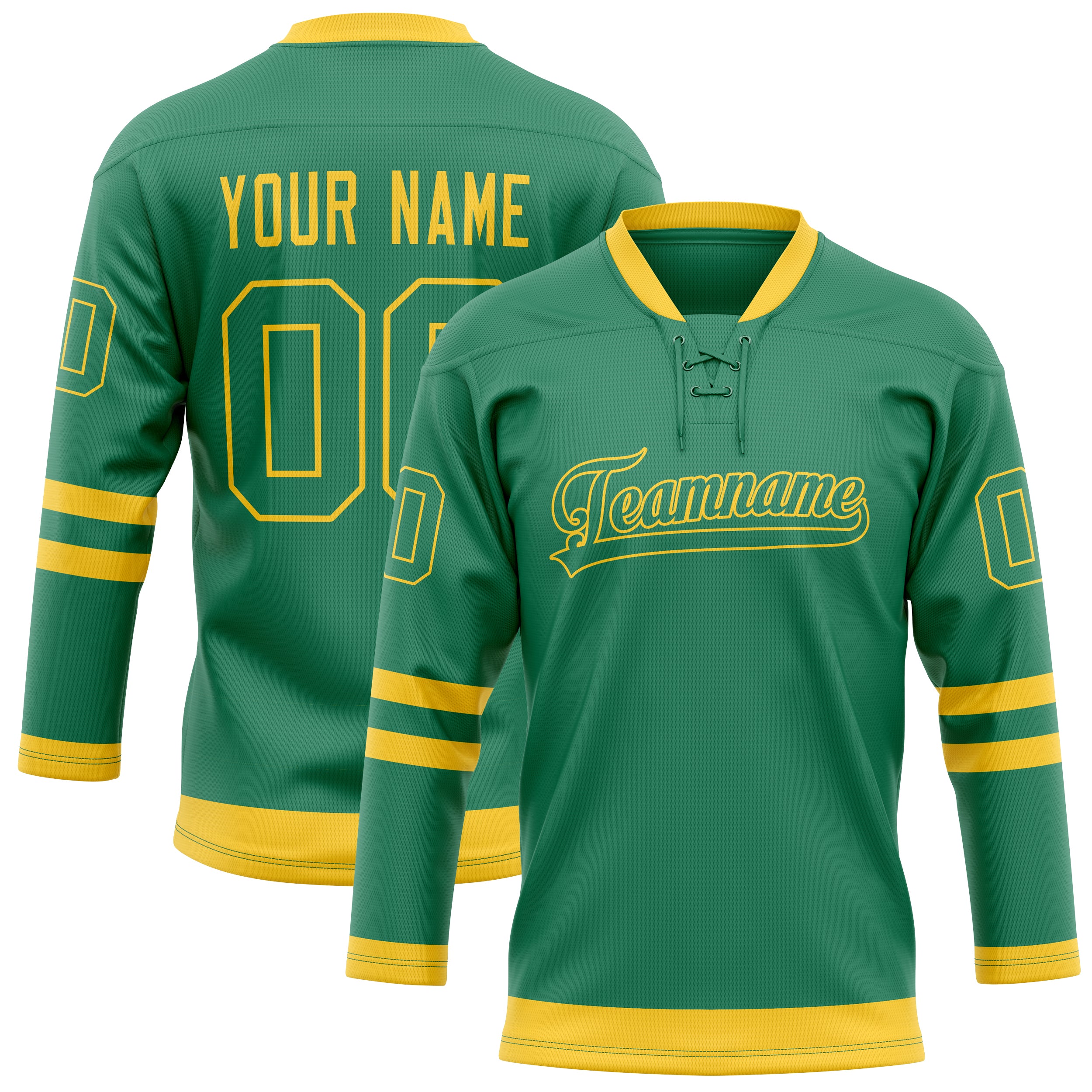 Custom Green Gold Solid Colour Hockey Jersey