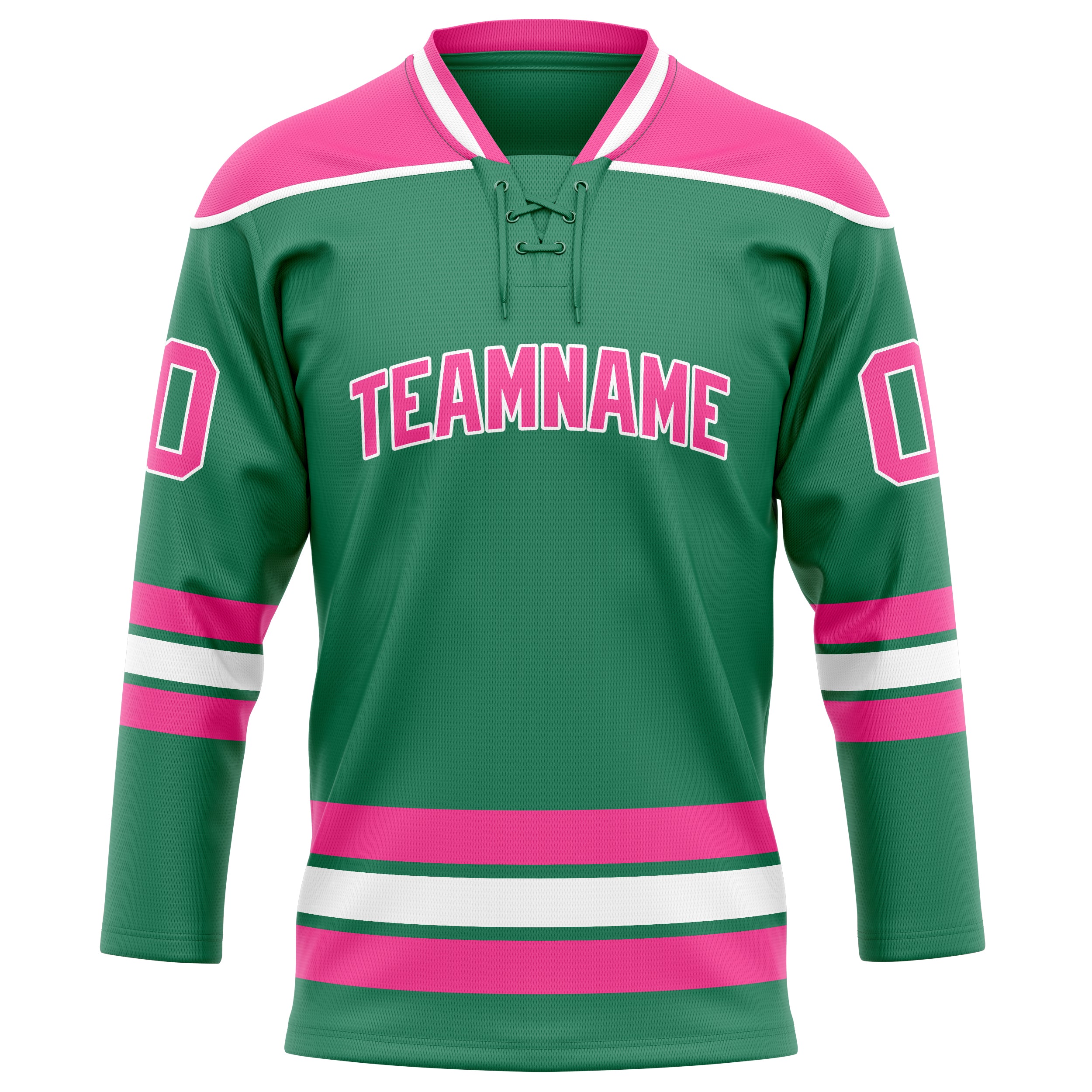 Custom Green Pink Solid Colour Hockey Jersey