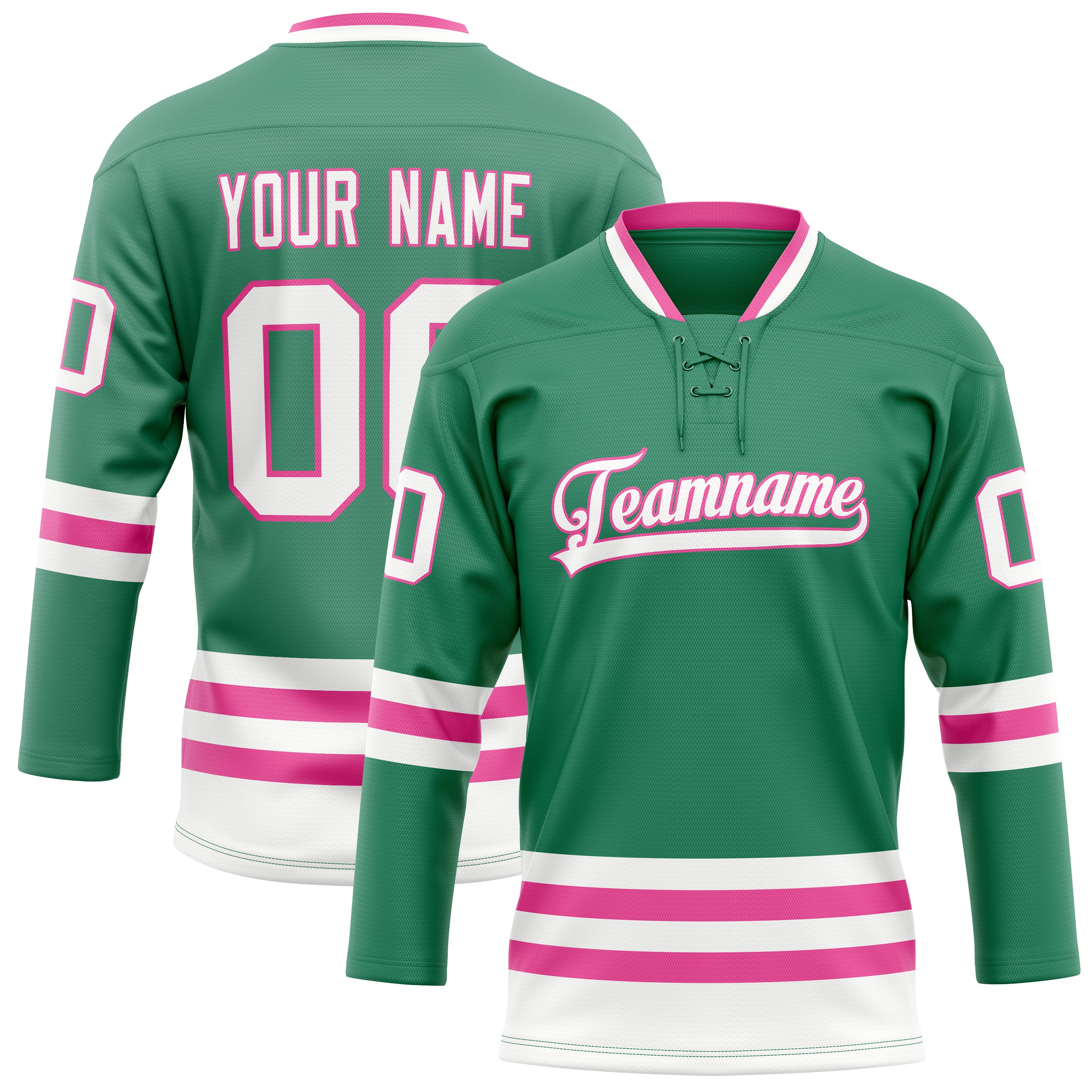 Custom Green White Solid Colour Hockey Jersey