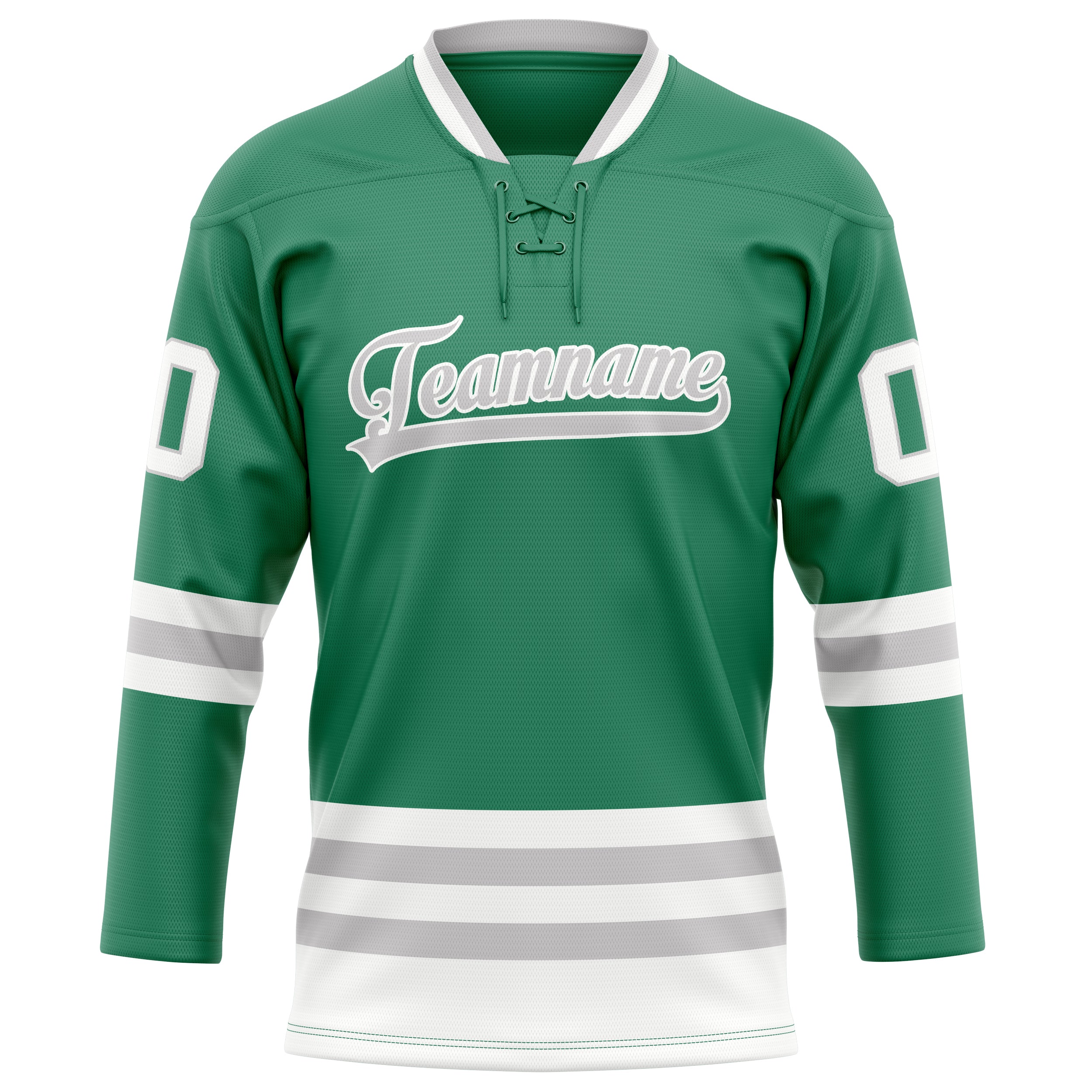 Custom Green Gray Solid Colour Hockey Jersey