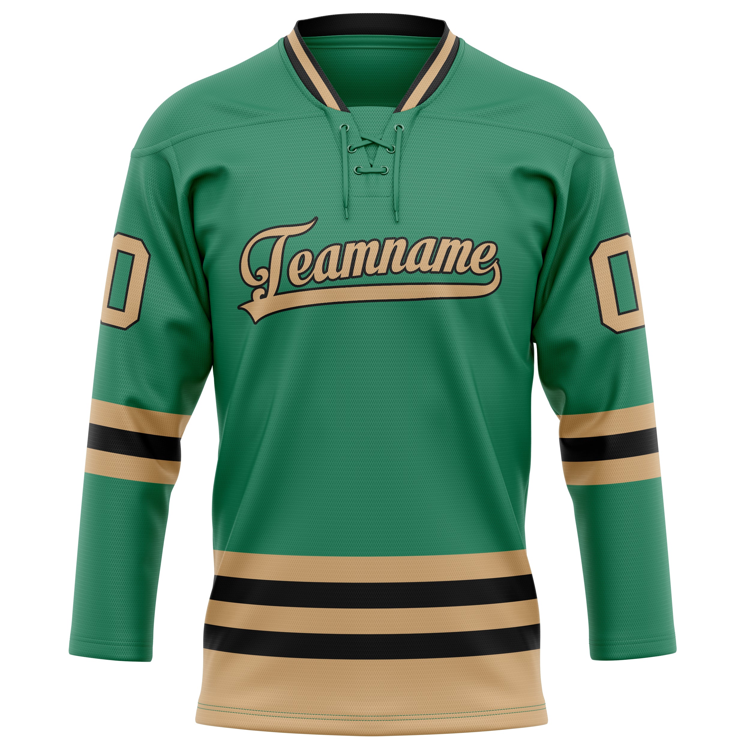 Custom Green Old Gold Solid Colour Hockey Jersey
