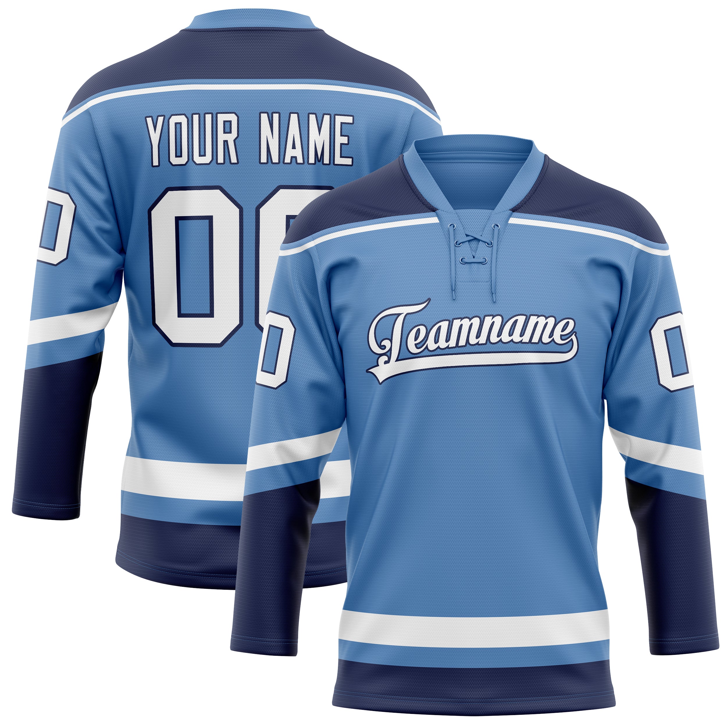 Maillot de hockey personnalisé bleu clair et marine uni