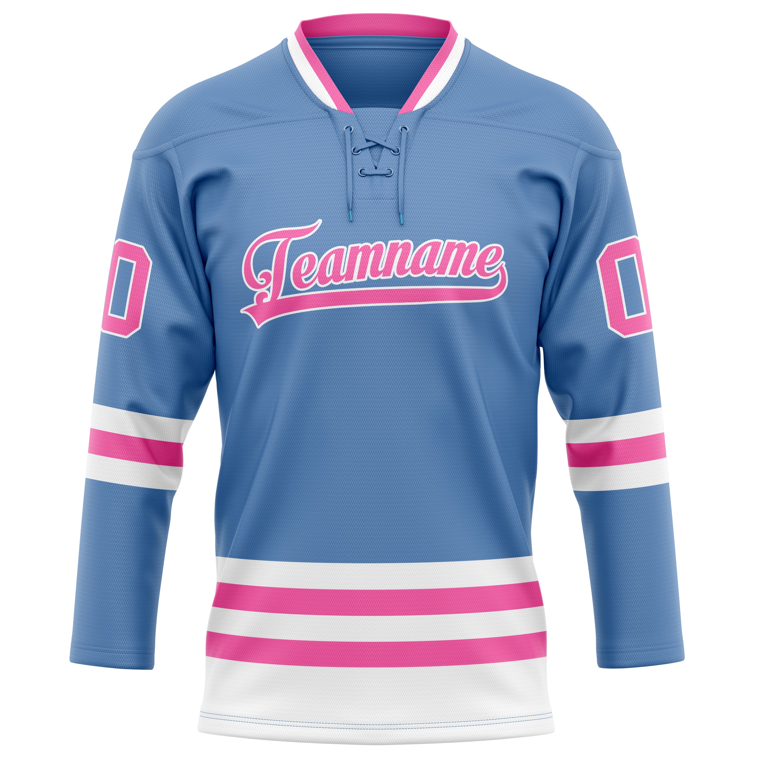 Maillot de hockey personnalisé bleu clair et rose uni