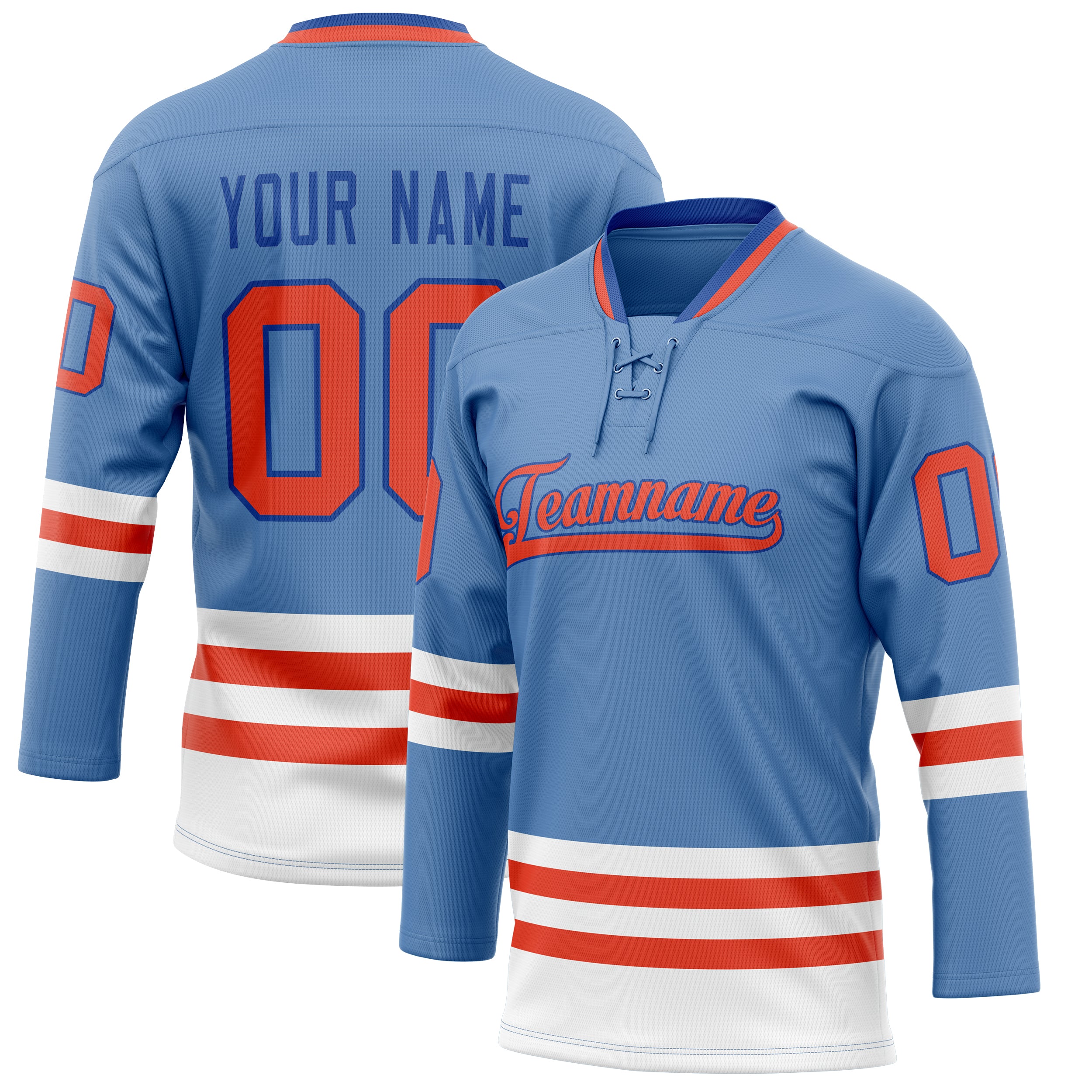 Maillot de hockey personnalisé bleu clair et rouge uni
