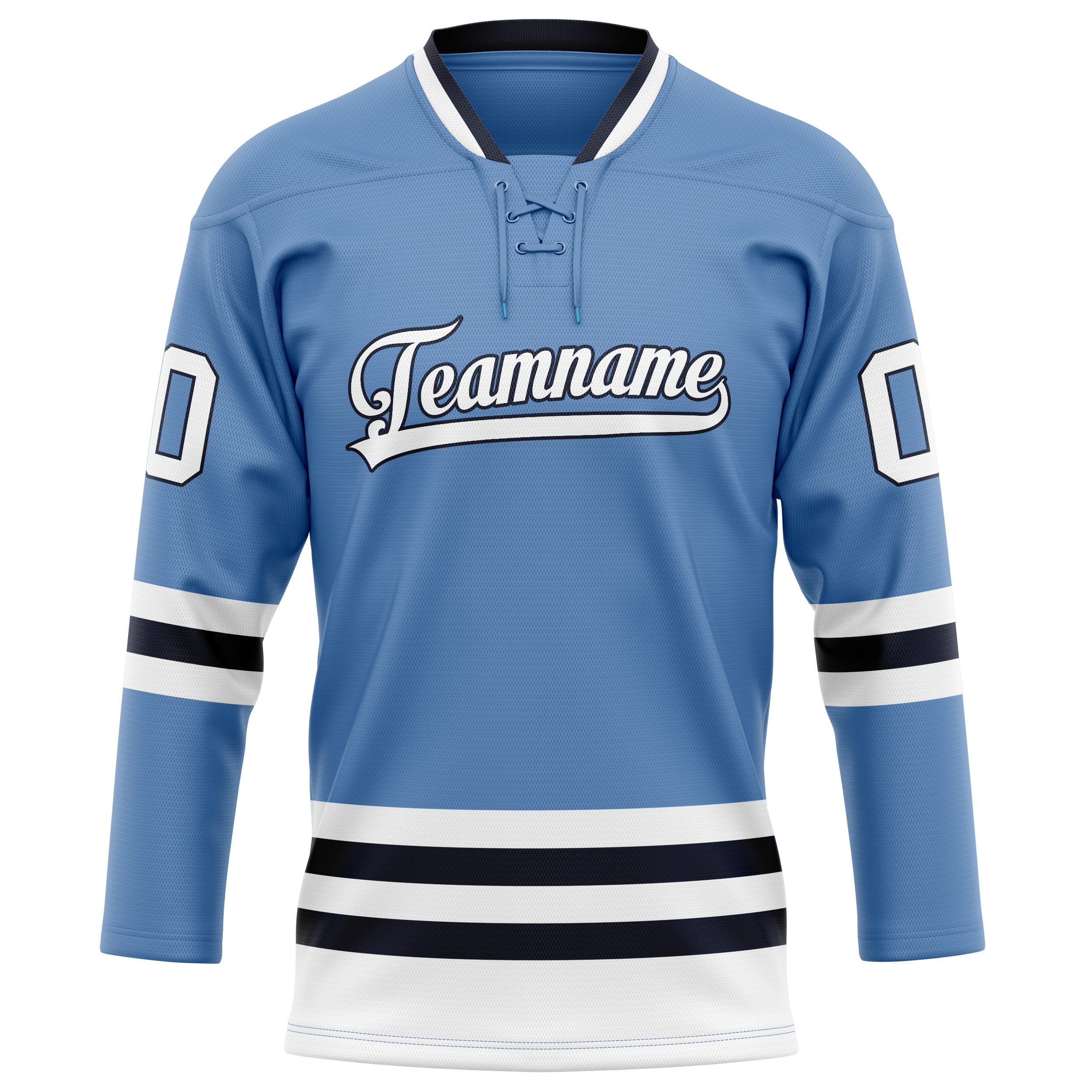 Maillot de hockey personnalisé bleu clair et noir uni