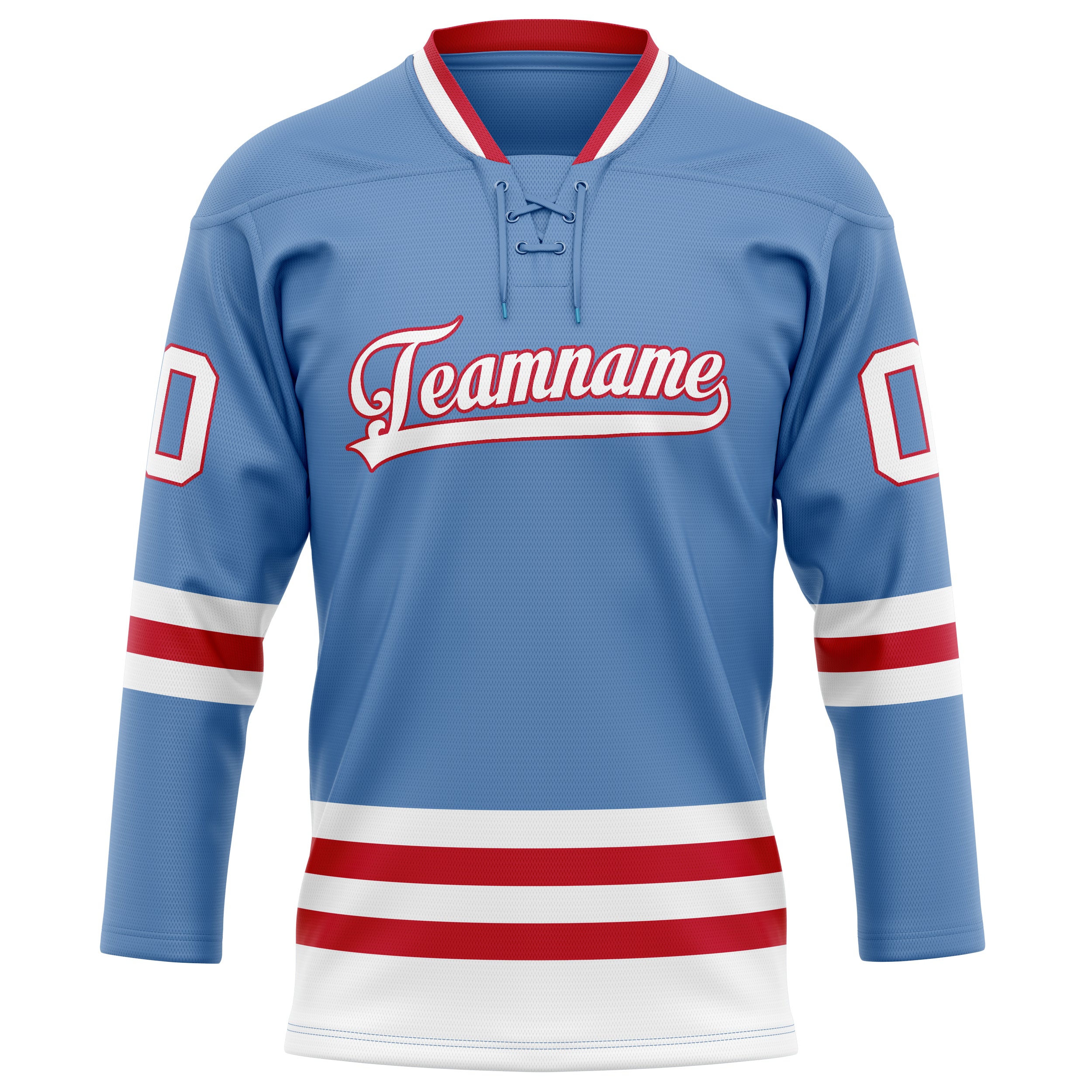 Maillot de hockey personnalisé bleu clair et rouge uni