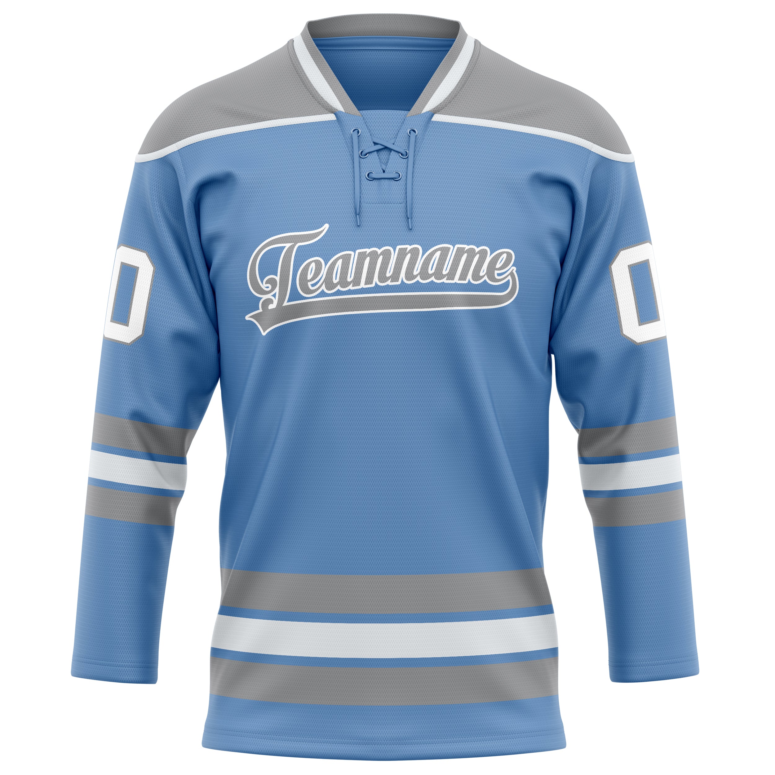 Maillot de hockey personnalisé bleu clair et gris uni