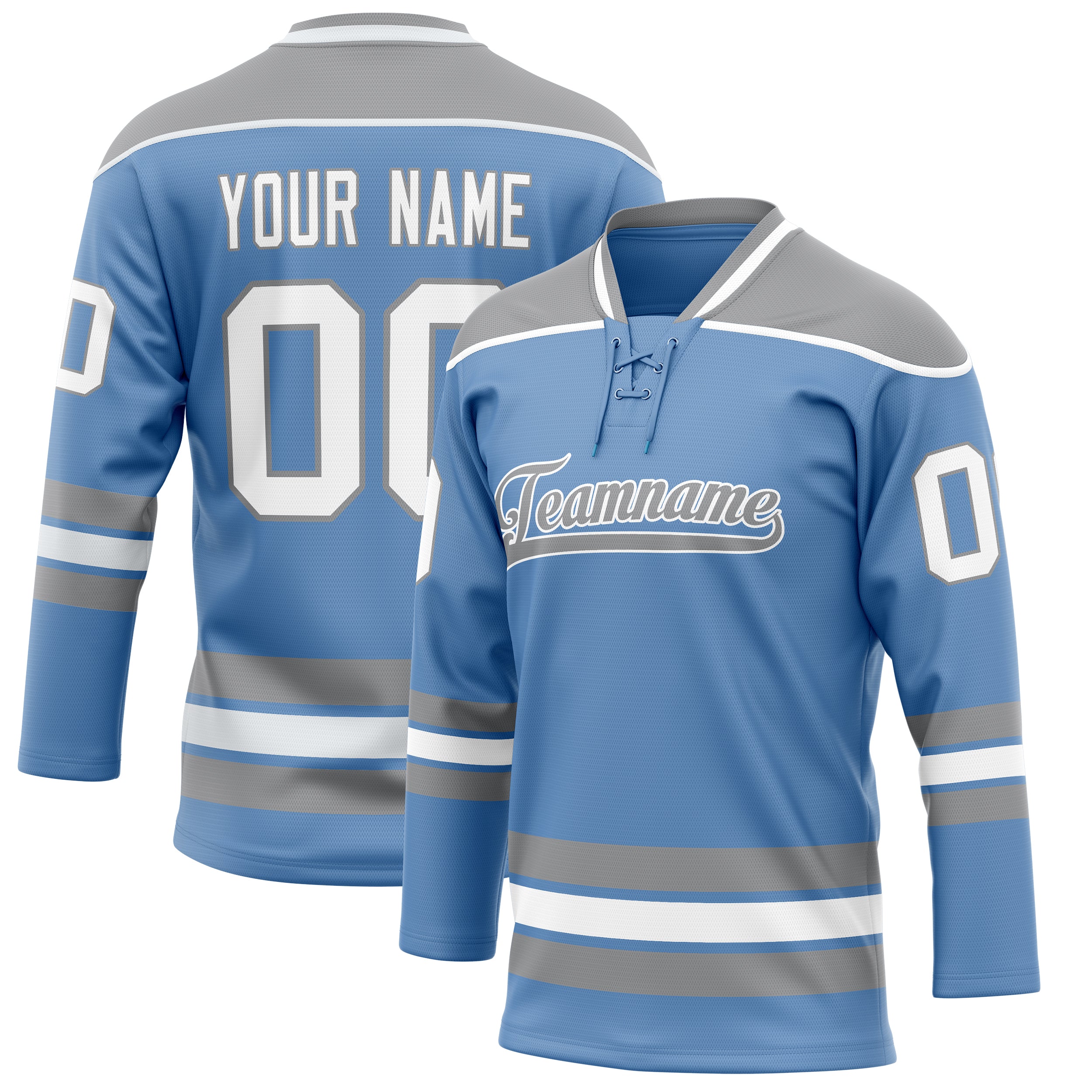 Maillot de hockey personnalisé bleu clair et gris uni