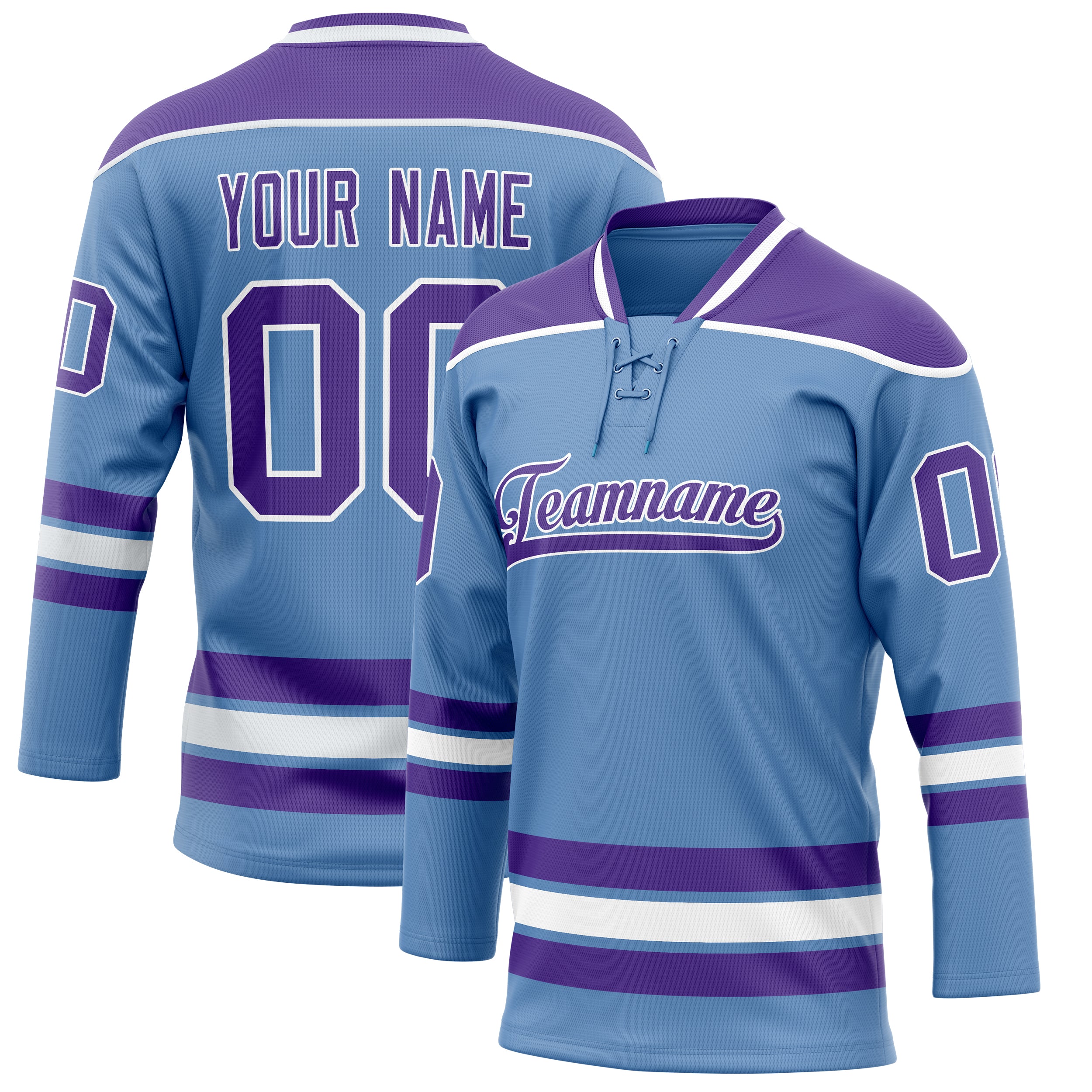 Maillot de hockey personnalisé bleu clair et violet uni