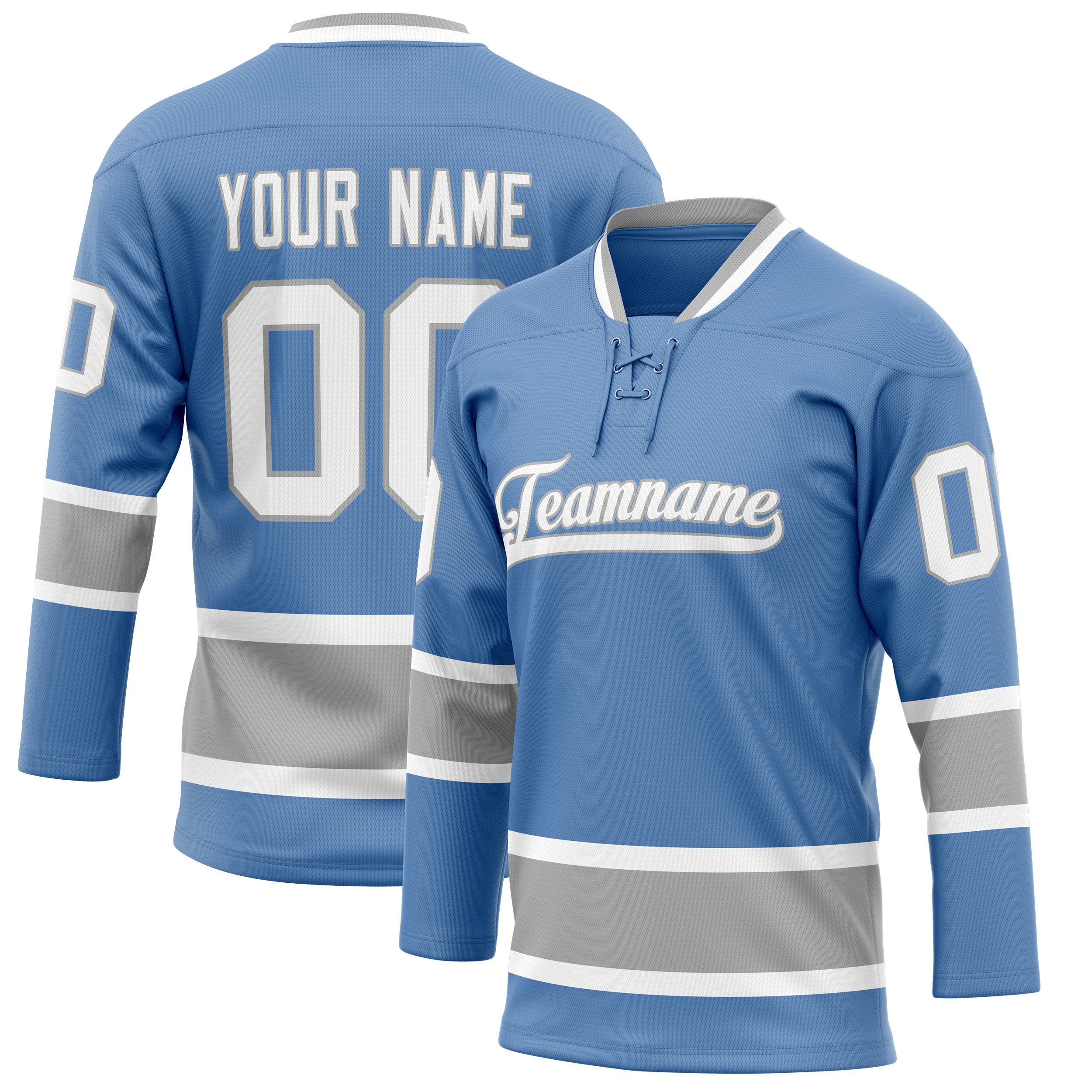 Maillot de hockey personnalisé bleu clair et gris uni