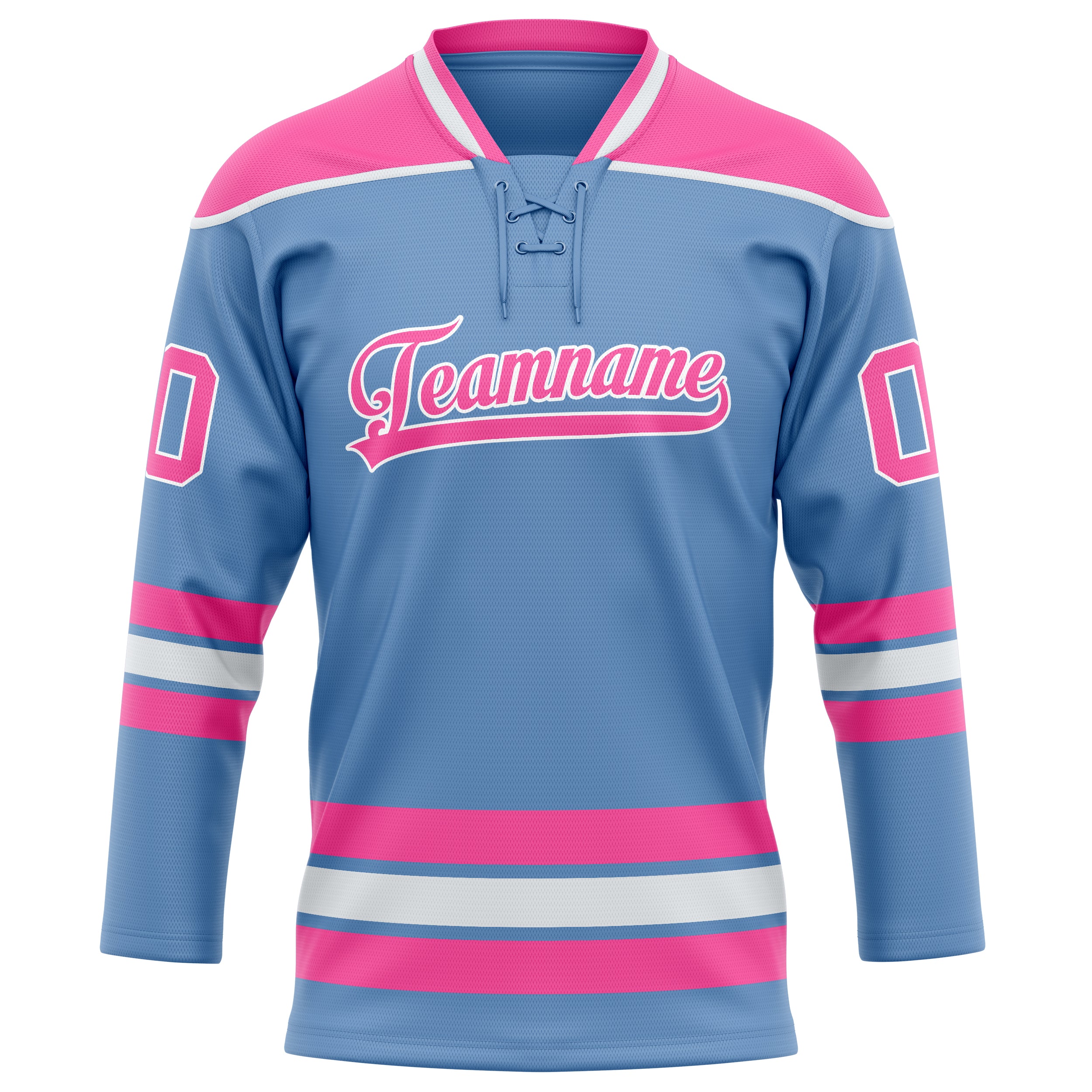 Maillot de hockey personnalisé bleu clair et rose uni