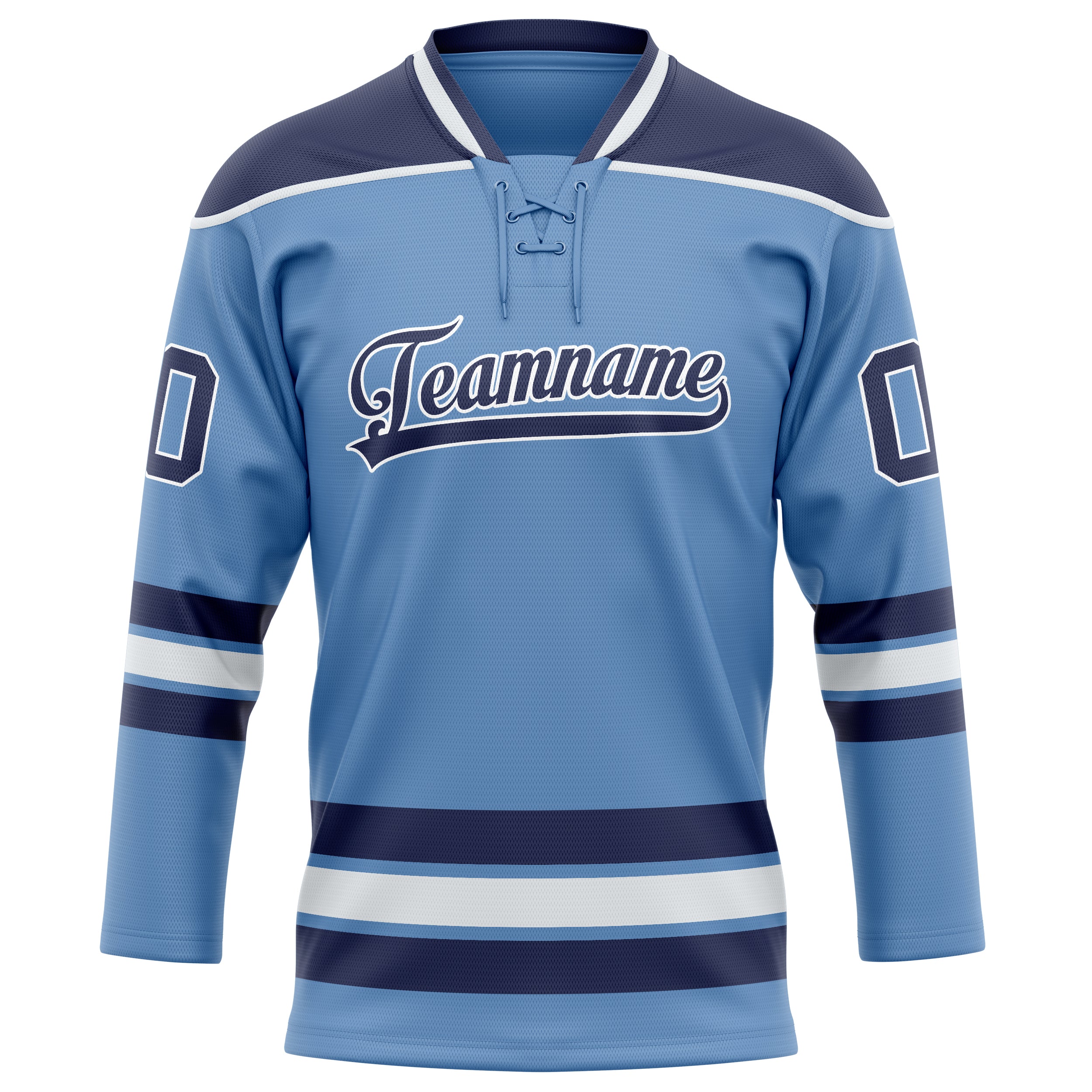 Maillot de hockey personnalisé bleu clair et marine uni