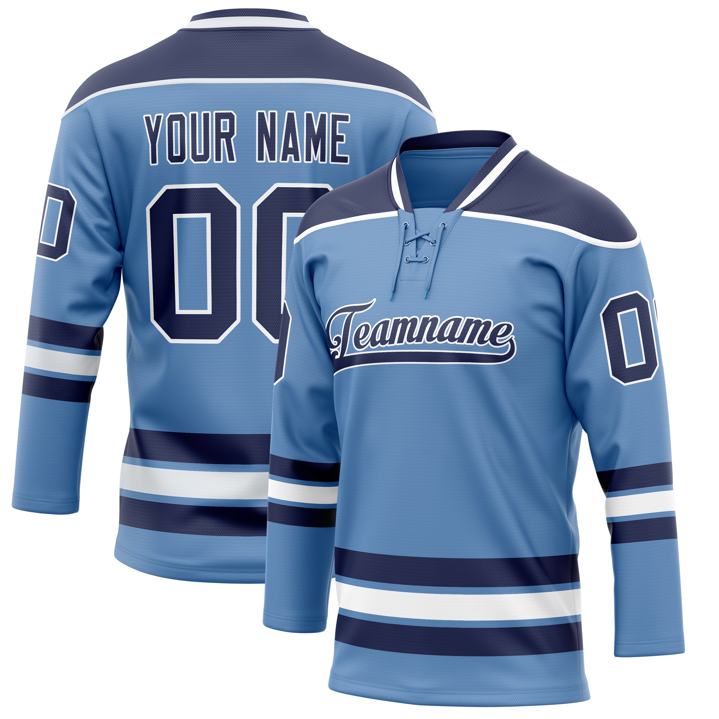 Maillot de hockey personnalisé bleu clair et marine uni