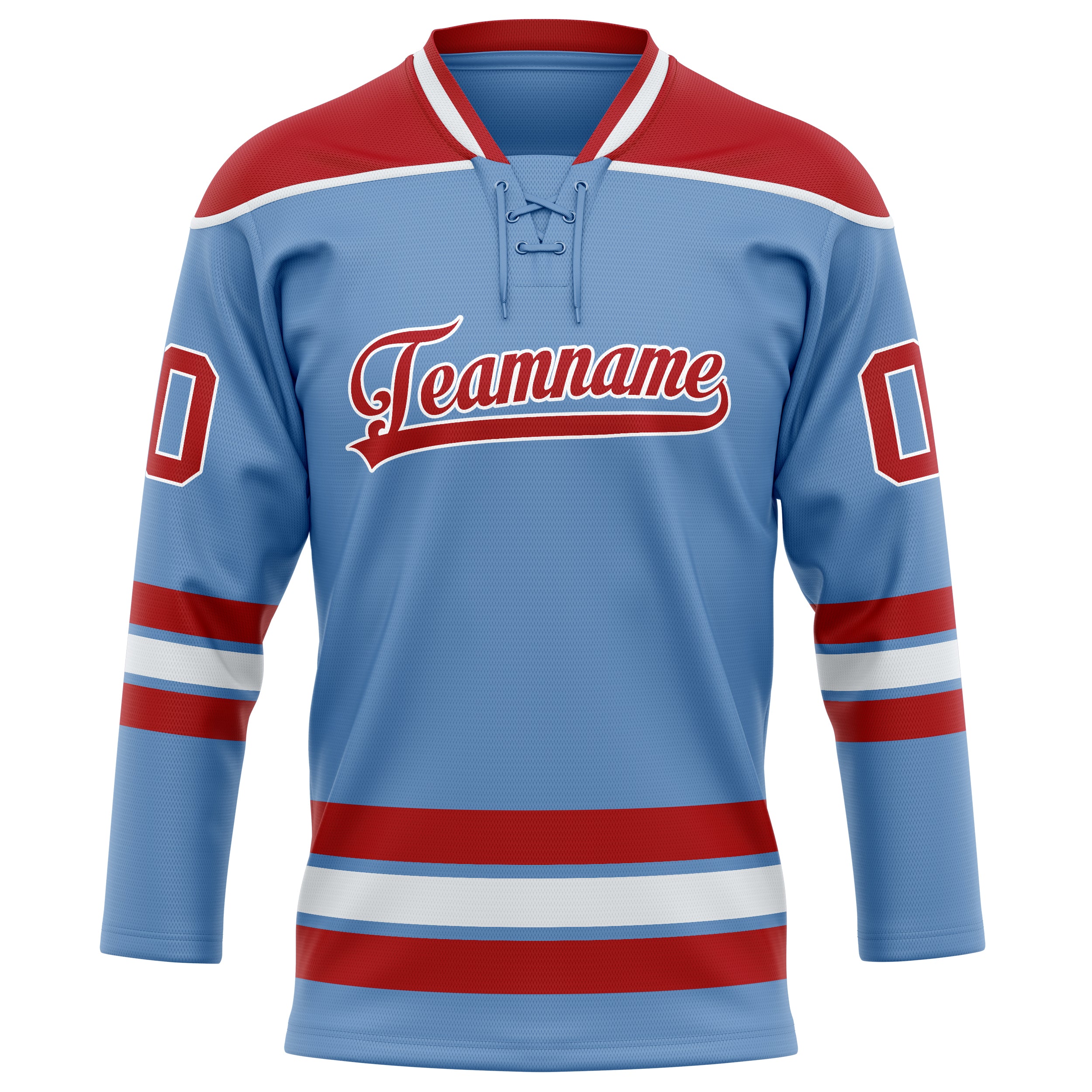 Maillot de hockey personnalisé bleu clair et rouge uni