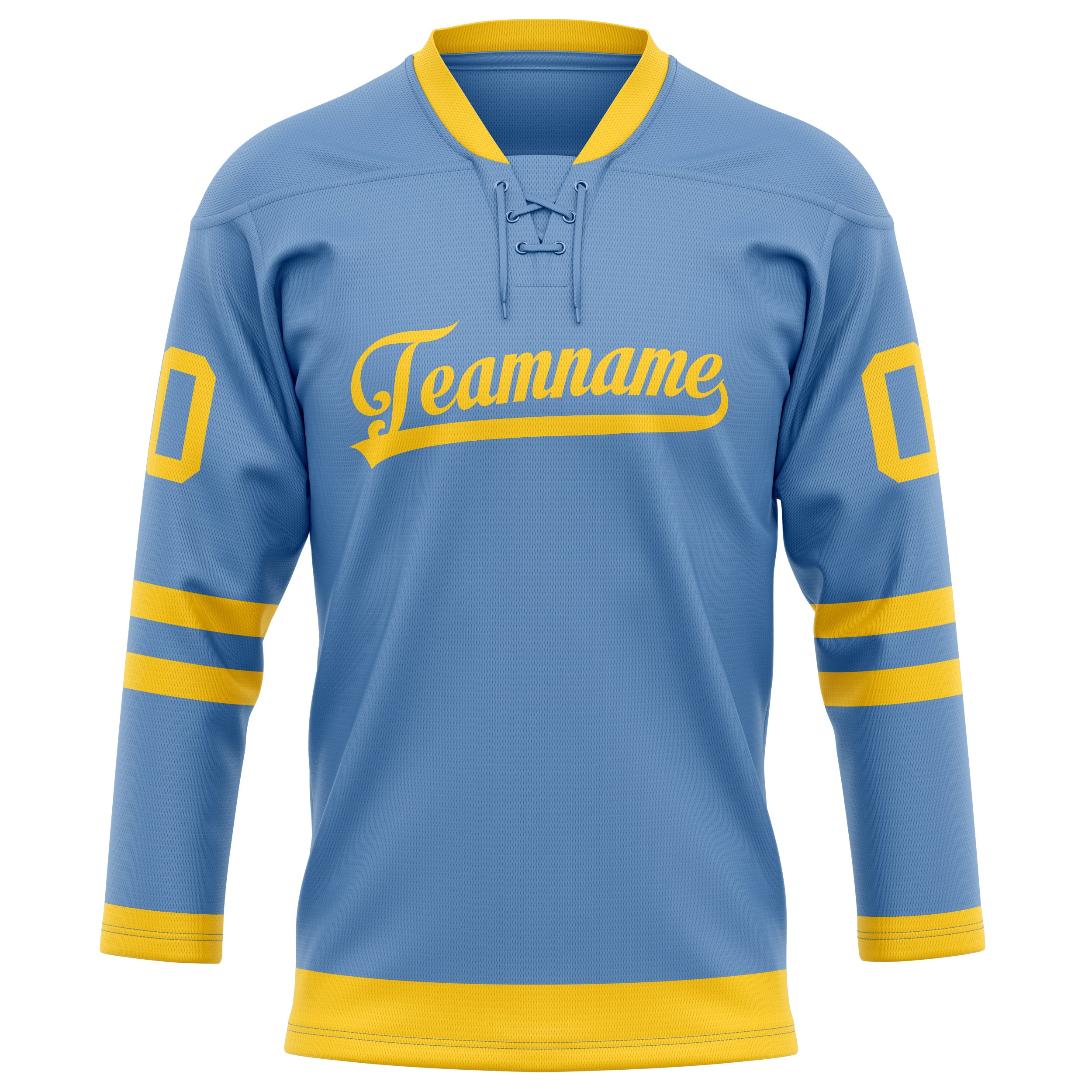 Maillot de hockey personnalisé bleu clair et or uni