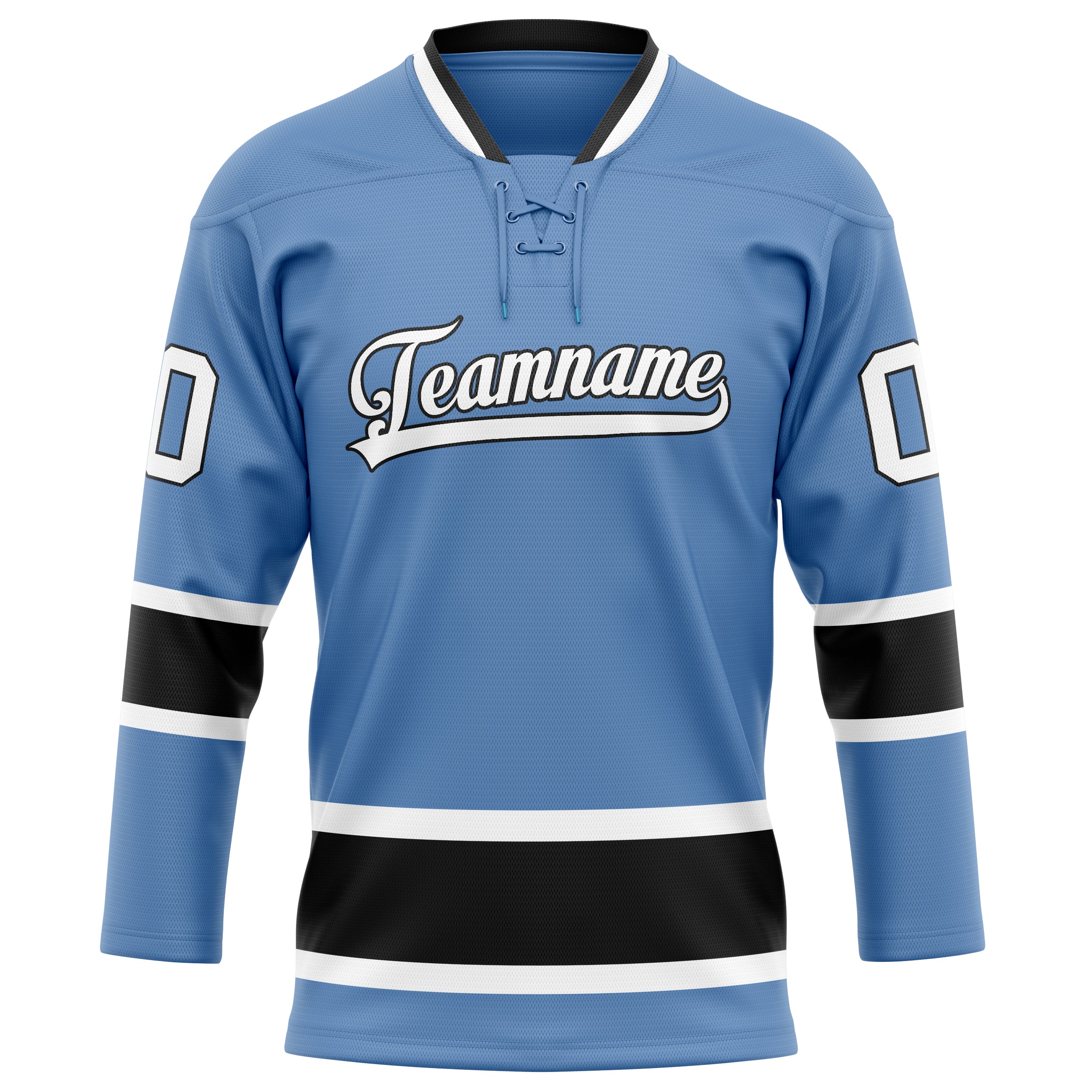 Maillot de hockey personnalisé bleu clair et noir uni