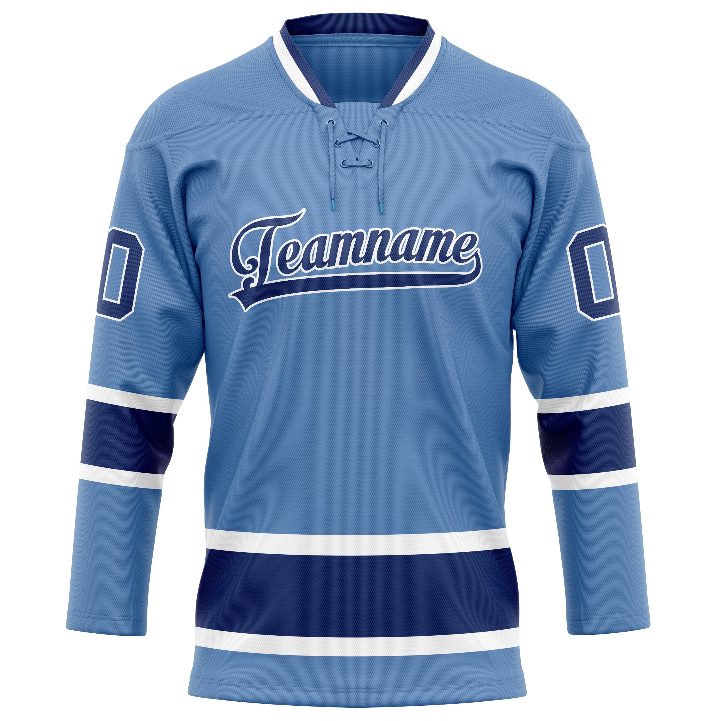 Maillot de hockey personnalisé bleu clair et marine uni