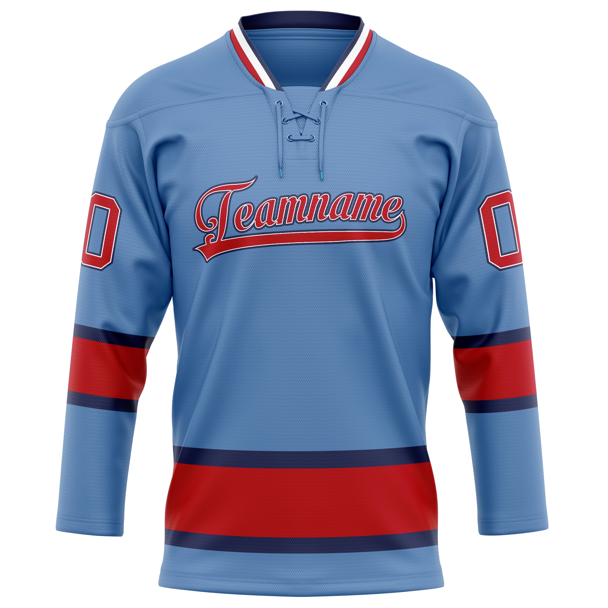 Maillot de hockey personnalisé bleu clair et rouge uni