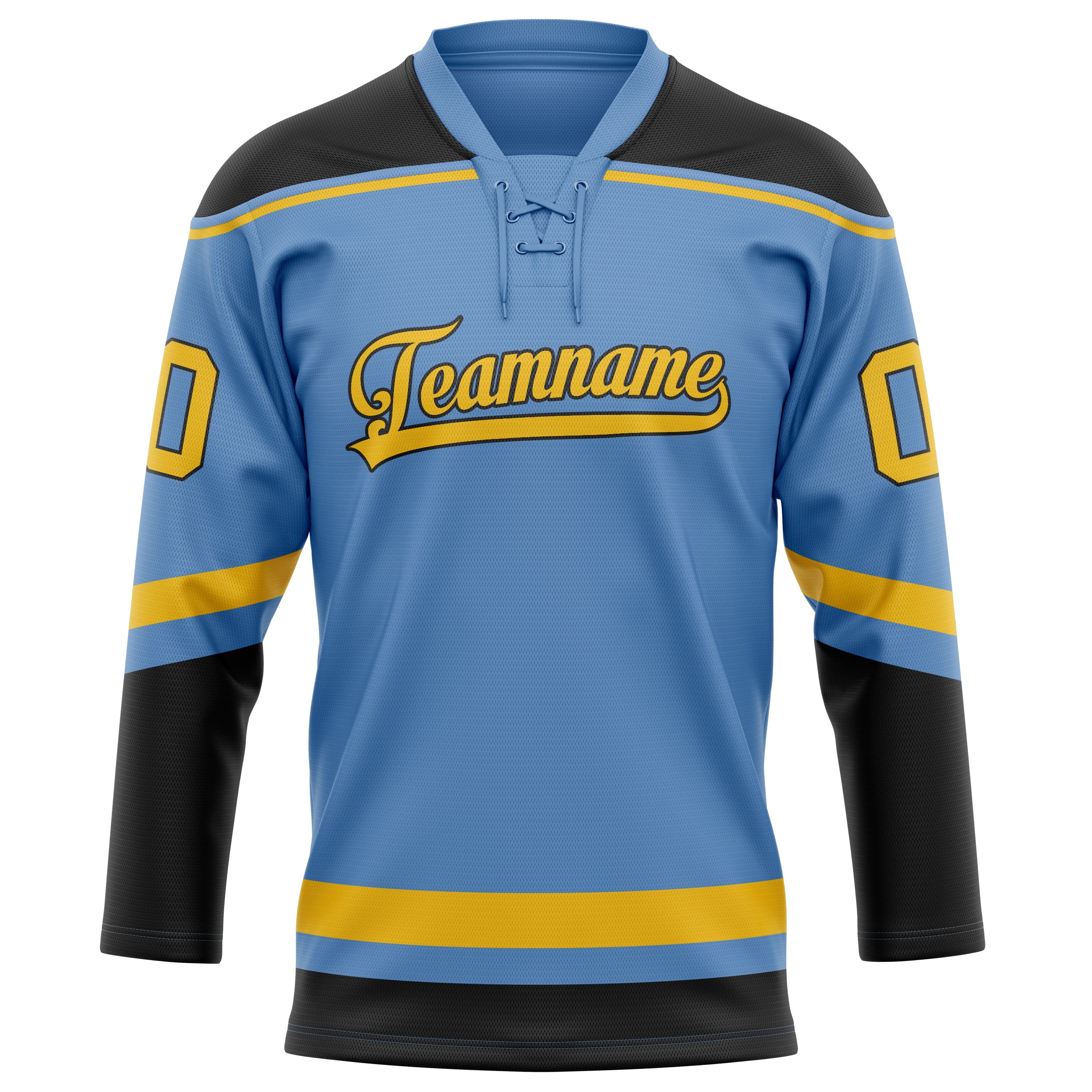 Maillot de hockey personnalisé bleu clair et or uni