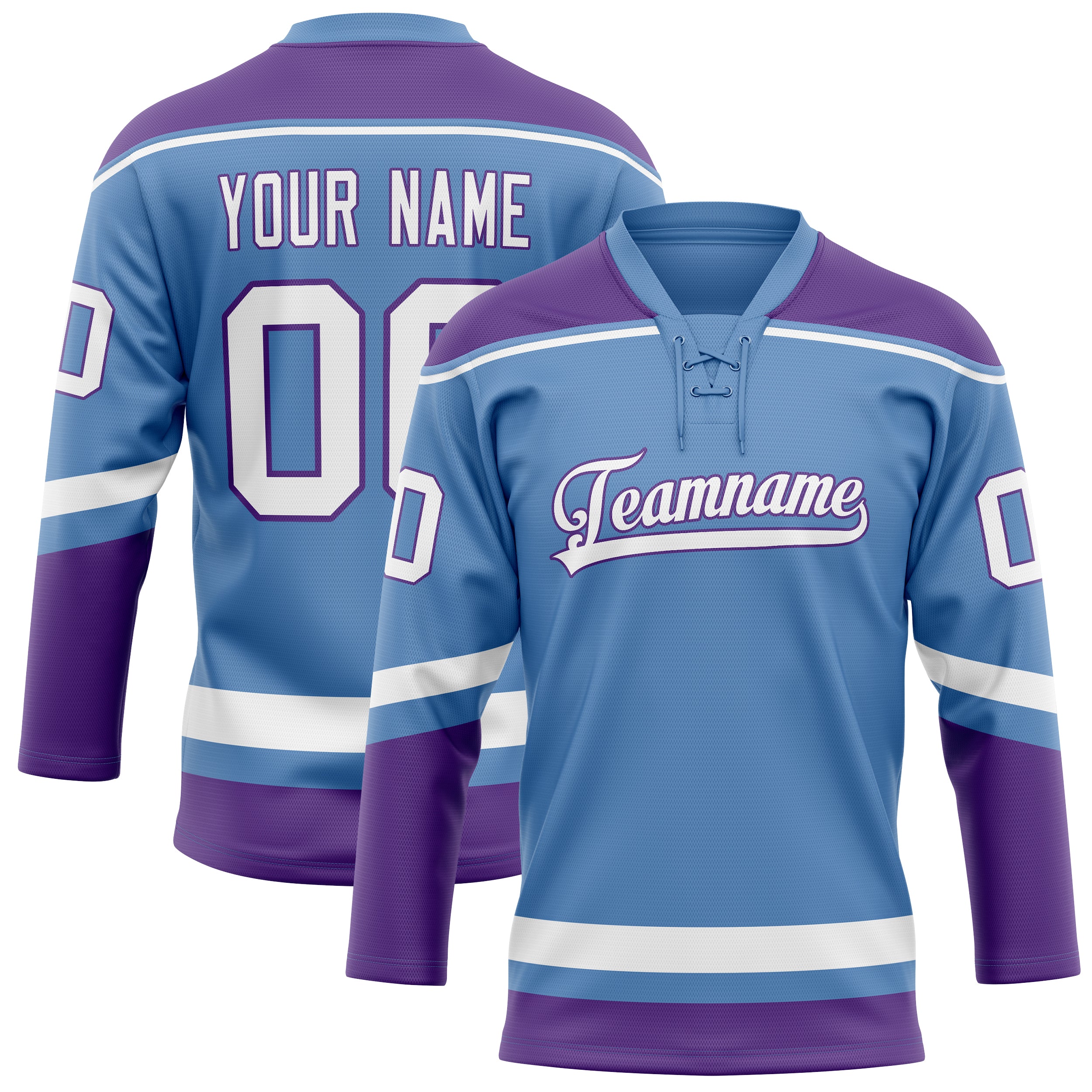 Maillot de hockey personnalisé bleu clair et violet uni