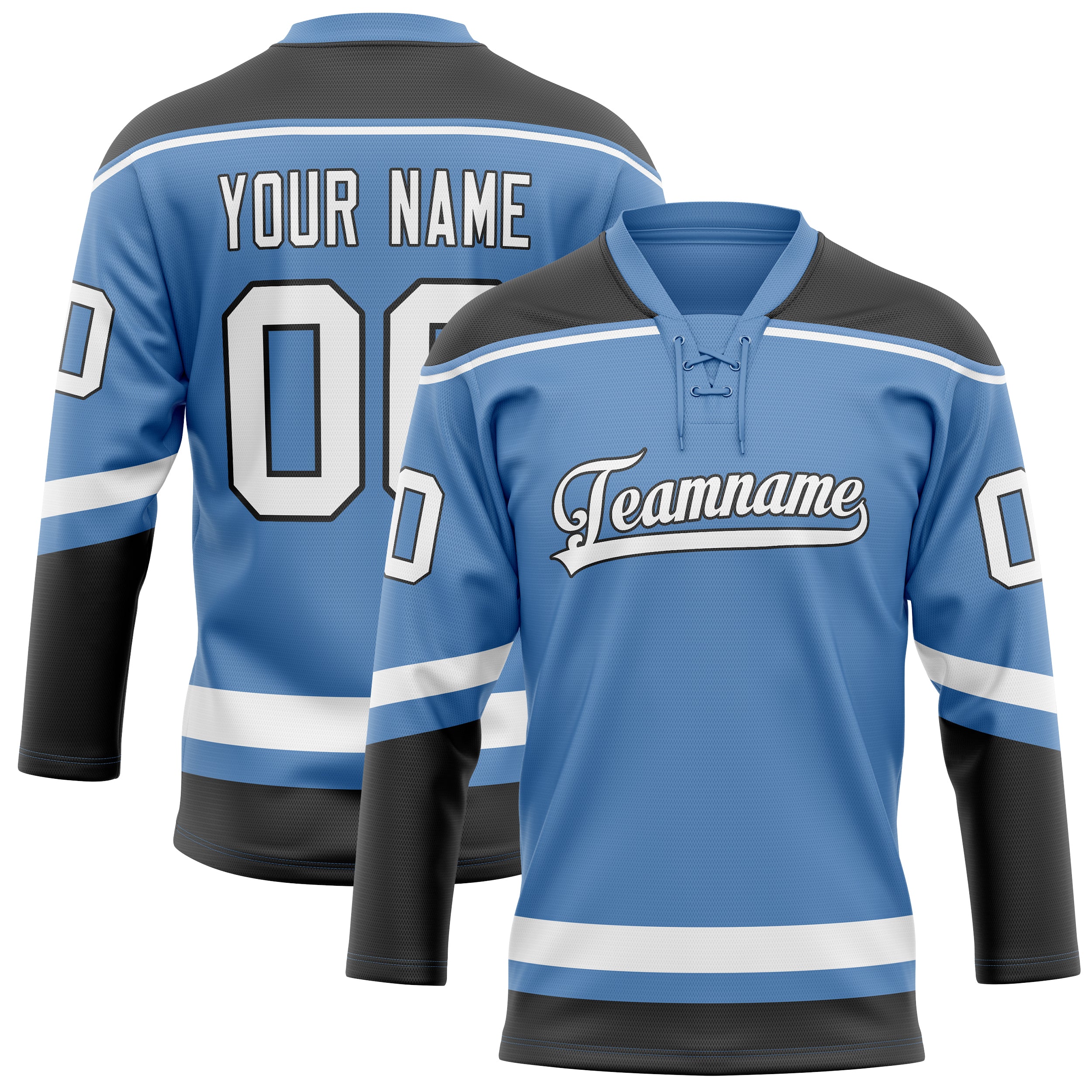 Maillot de hockey personnalisé bleu clair et gris uni