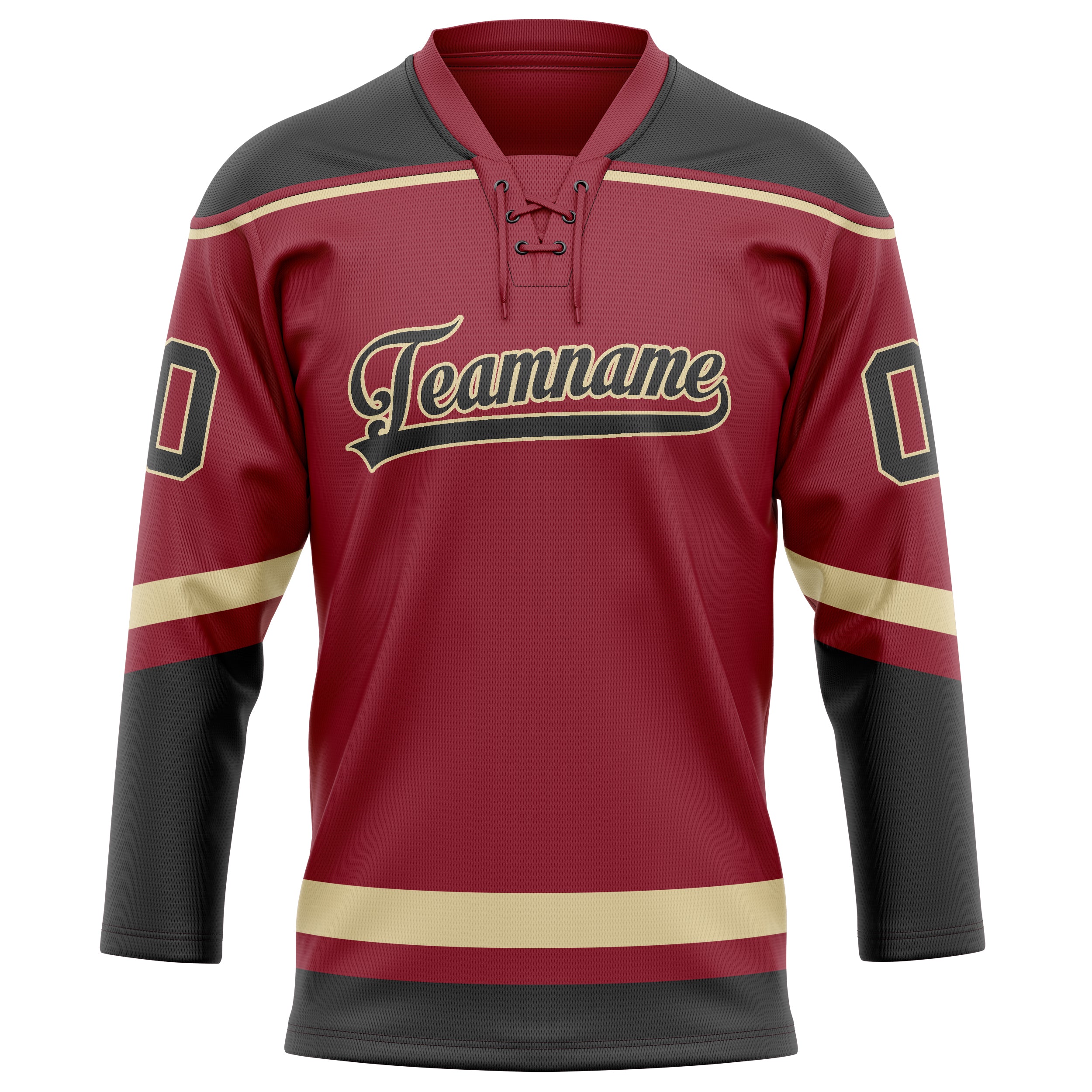 Maillot de hockey personnalisé bordeaux et noir uni