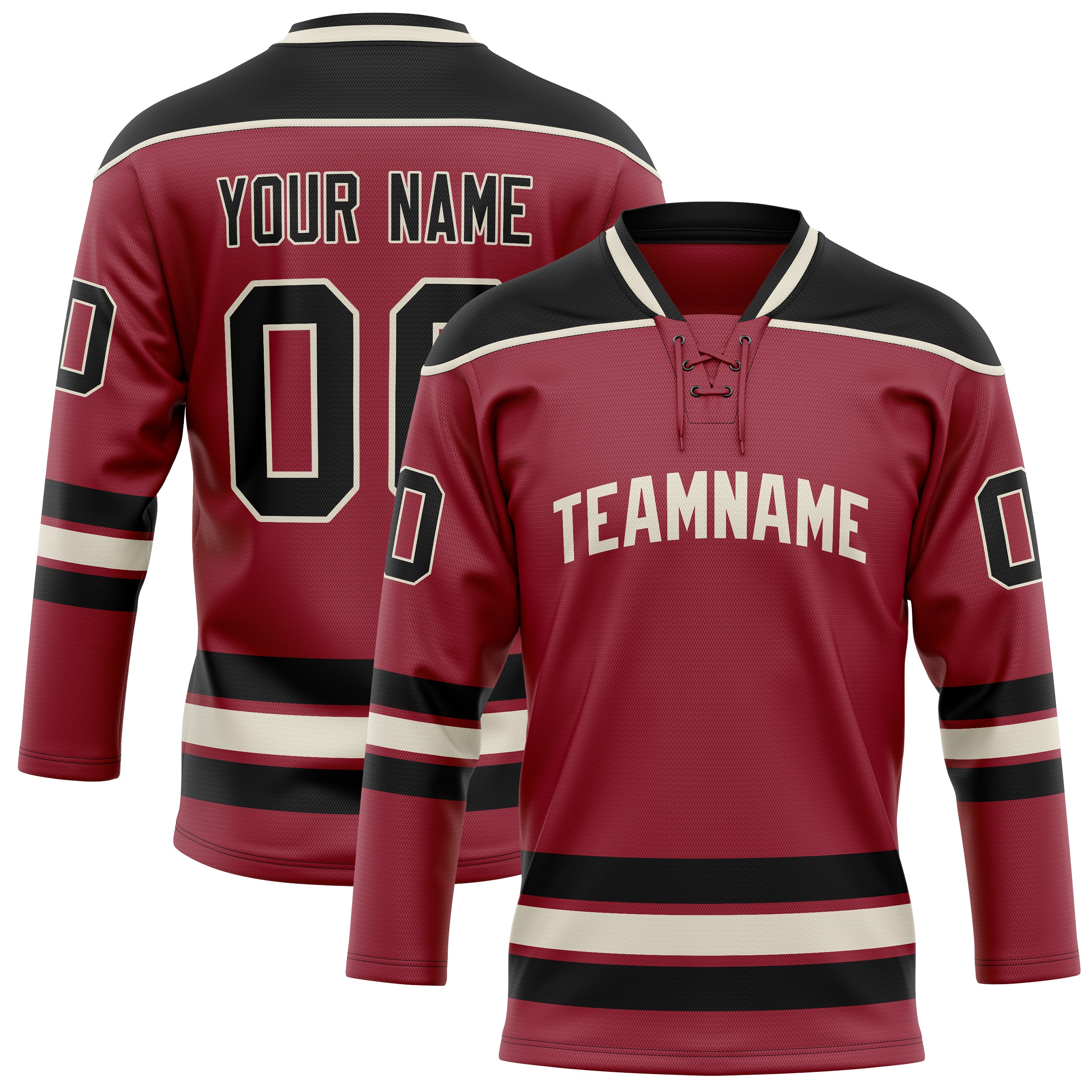 Maillot de hockey personnalisé bordeaux et noir uni