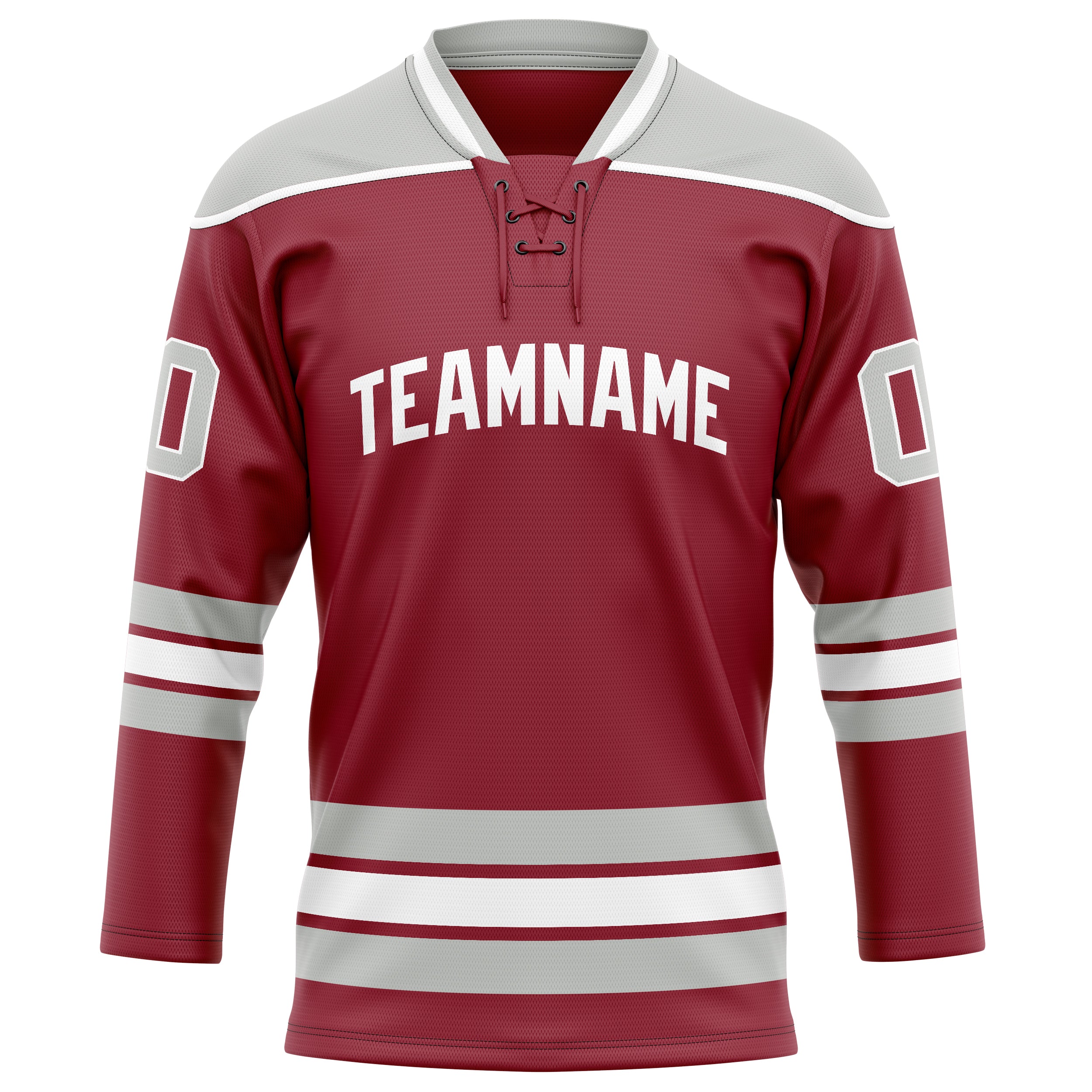 Maillot de hockey personnalisé bordeaux et gris uni
