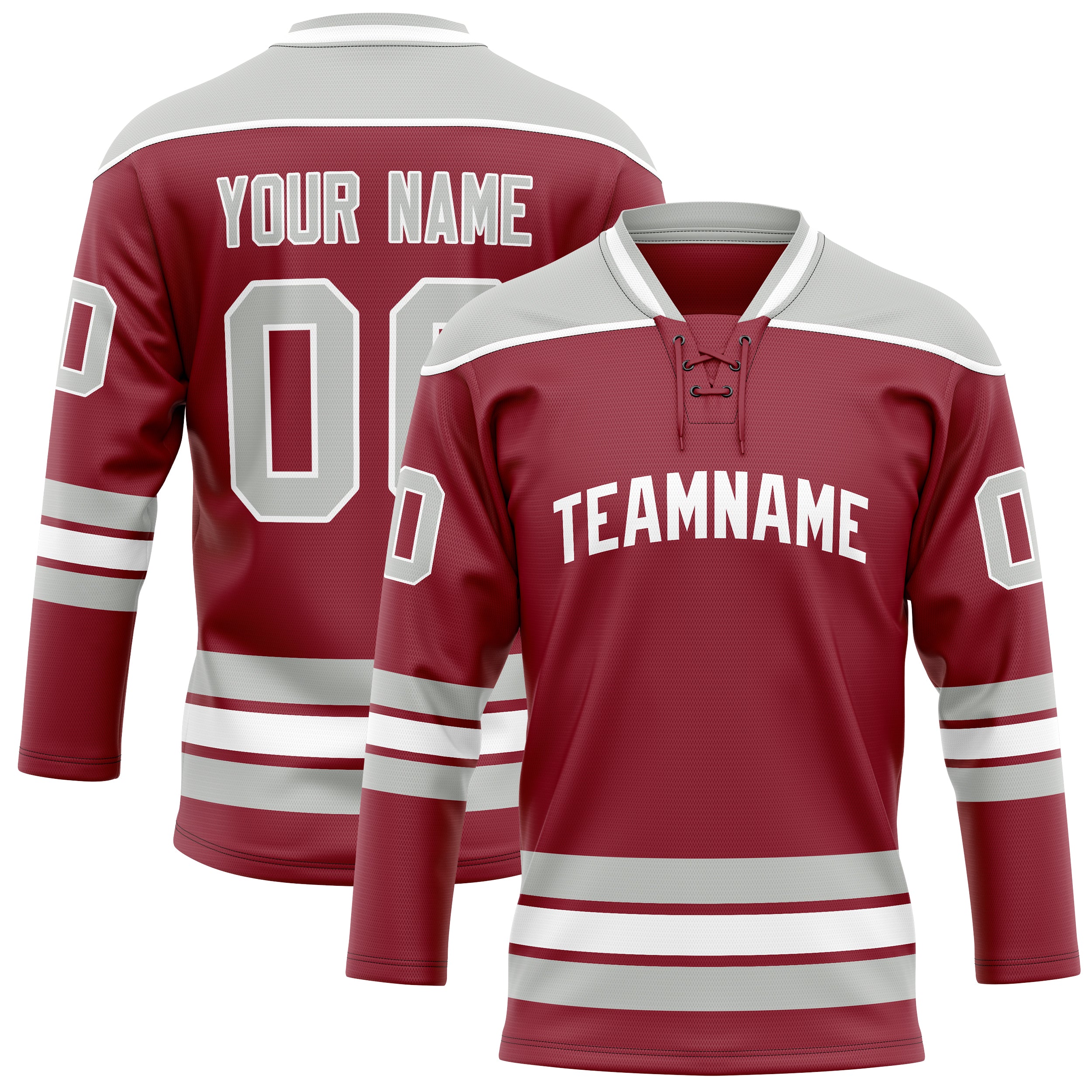 Maillot de hockey personnalisé bordeaux et gris uni