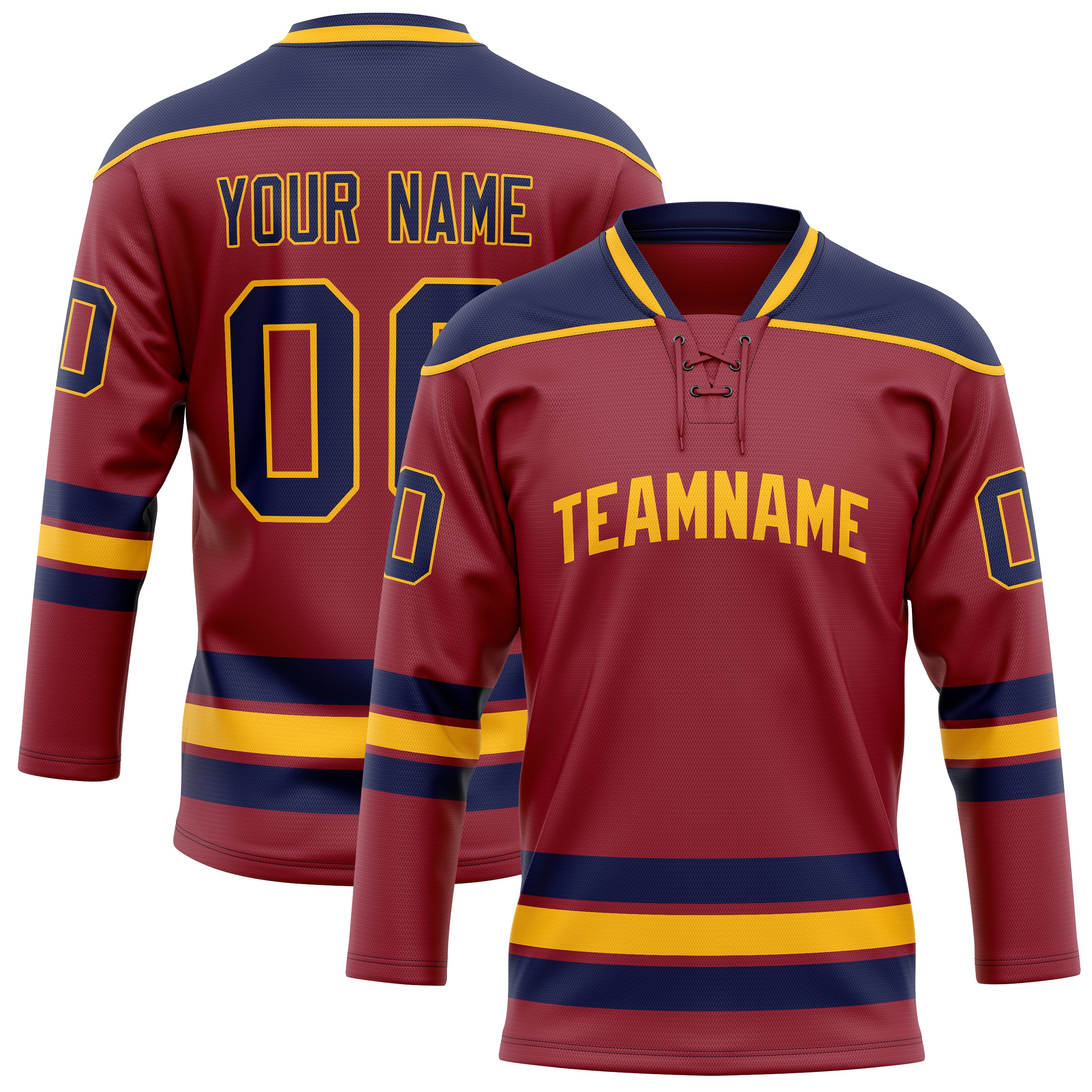 Maillot de hockey personnalisé bordeaux et marine uni