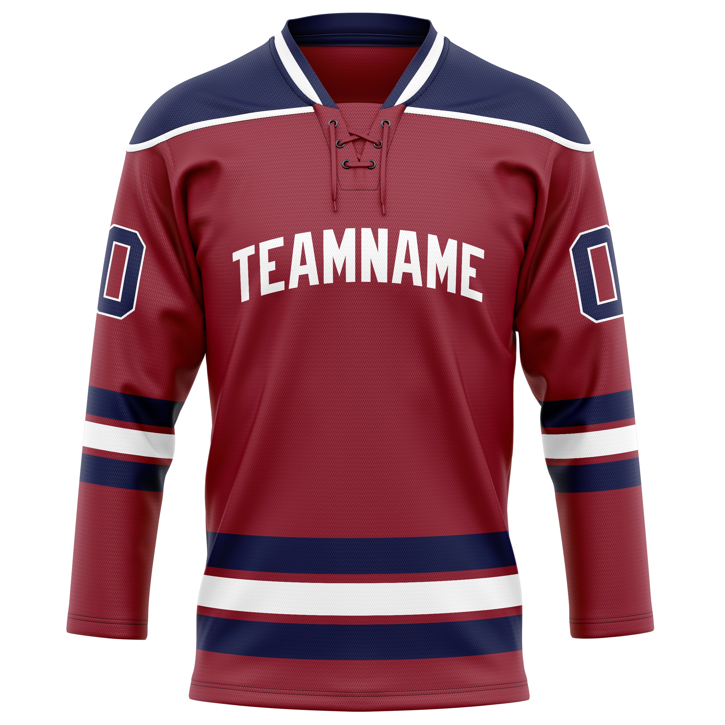Maillot de hockey personnalisé bordeaux et marine uni