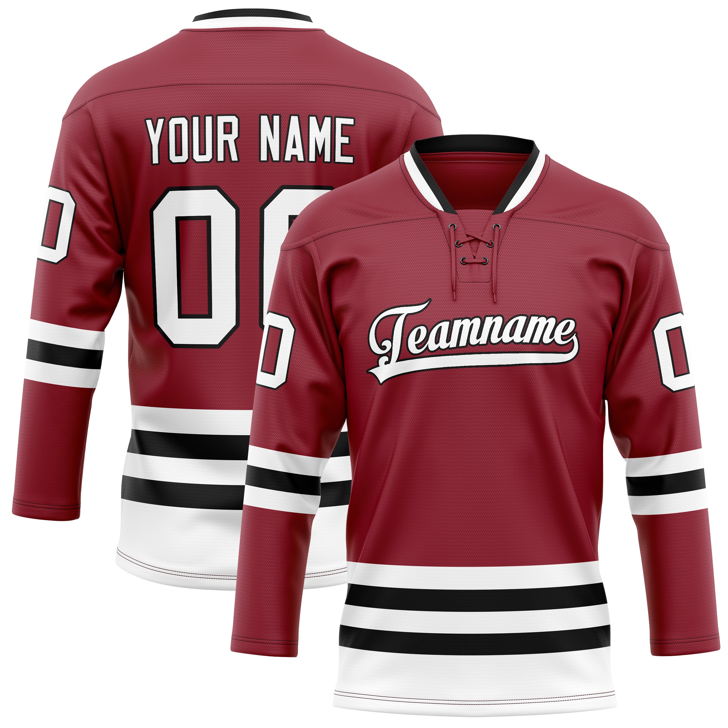 Maillot de hockey personnalisé bordeaux et noir uni