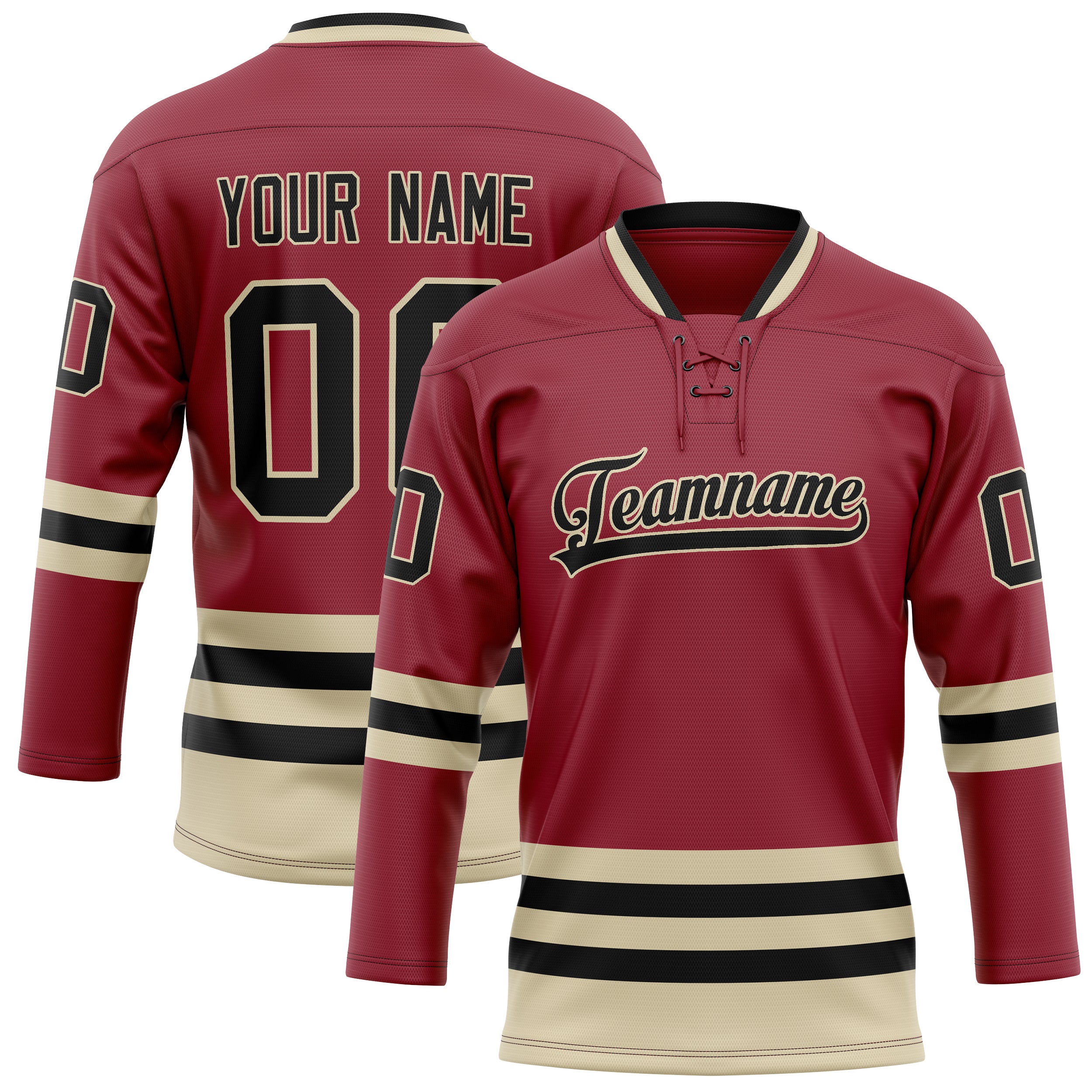 Maillot de hockey personnalisé couleur unie bordeaux et crème