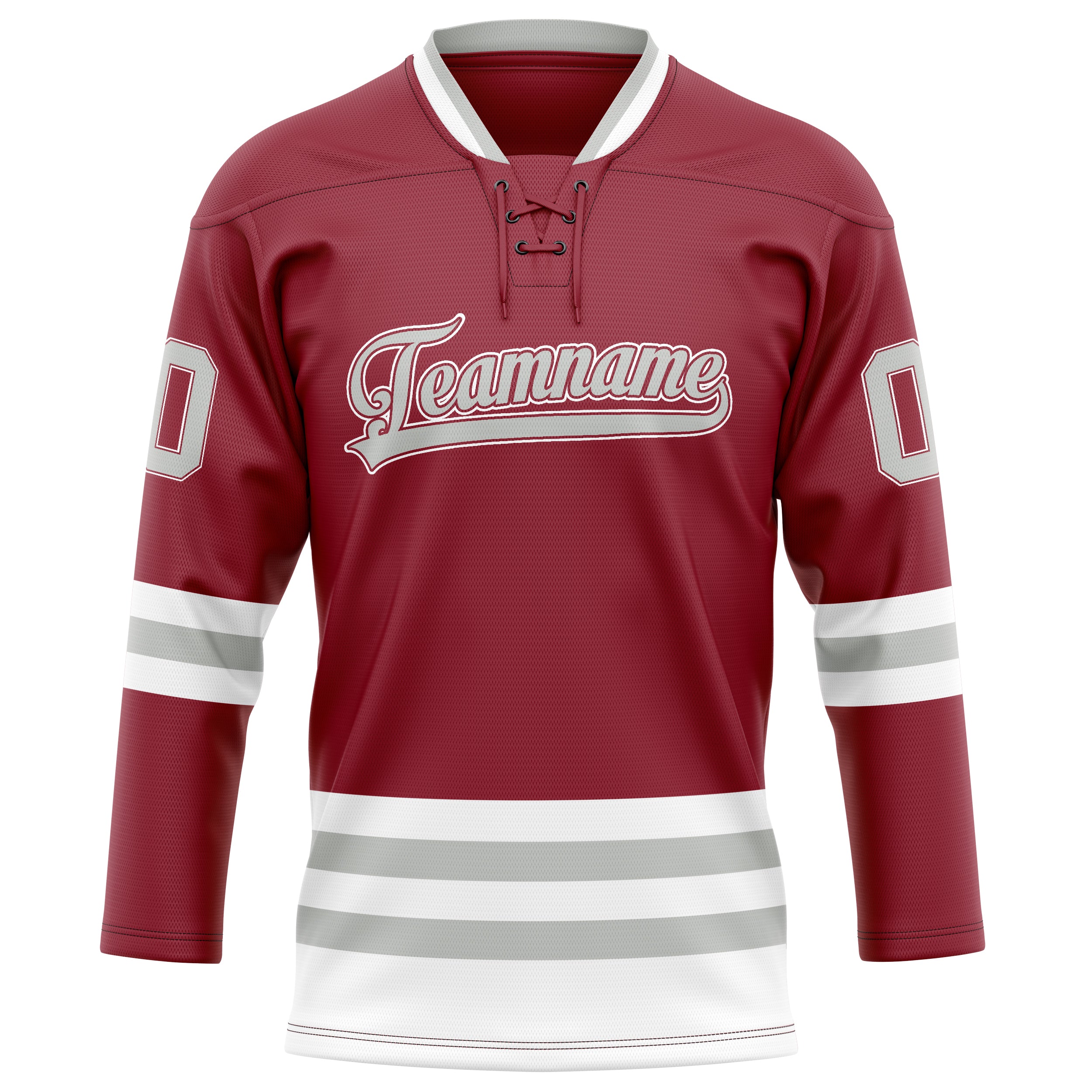 Maillot de hockey personnalisé bordeaux et gris uni