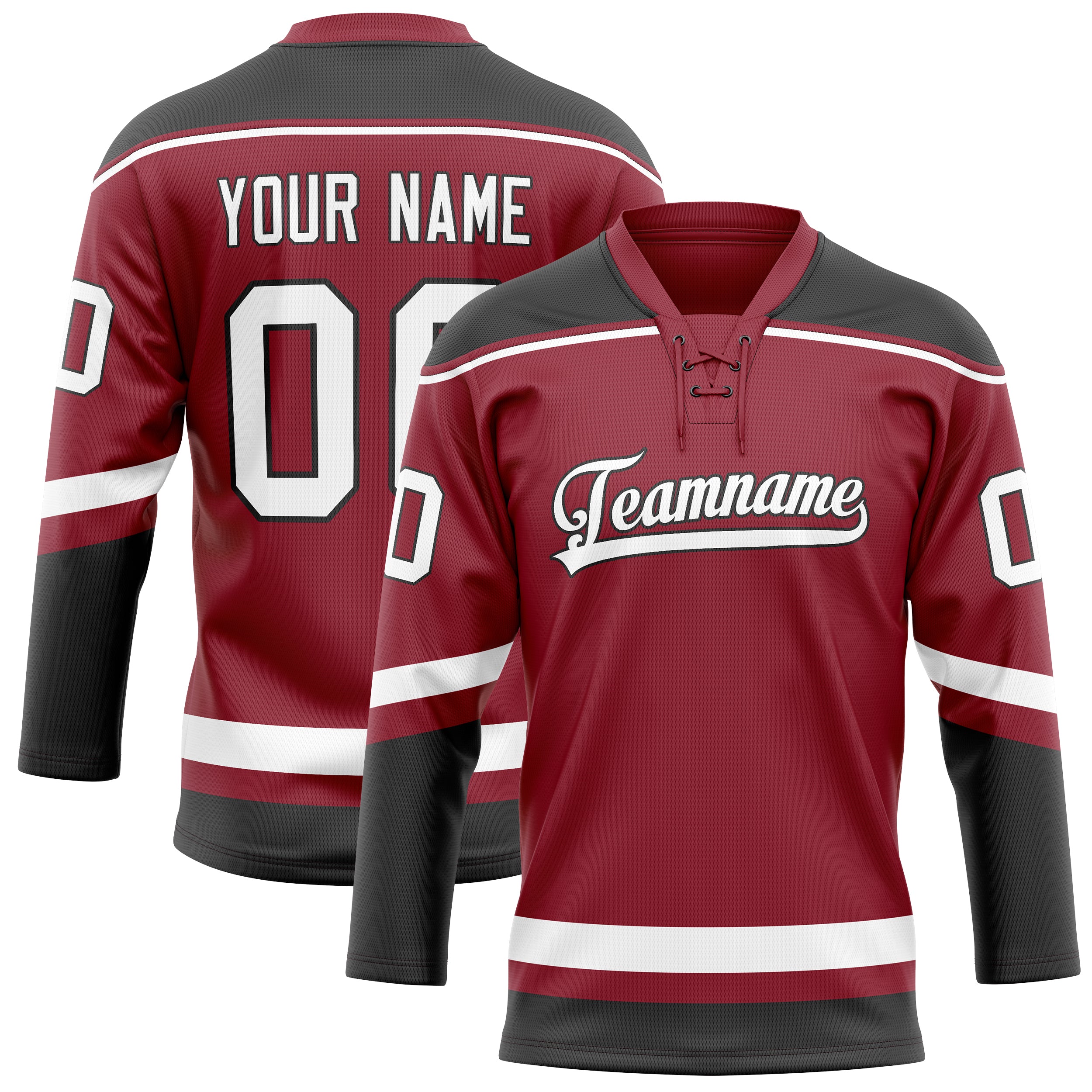 Maillot de hockey personnalisé bordeaux et noir uni