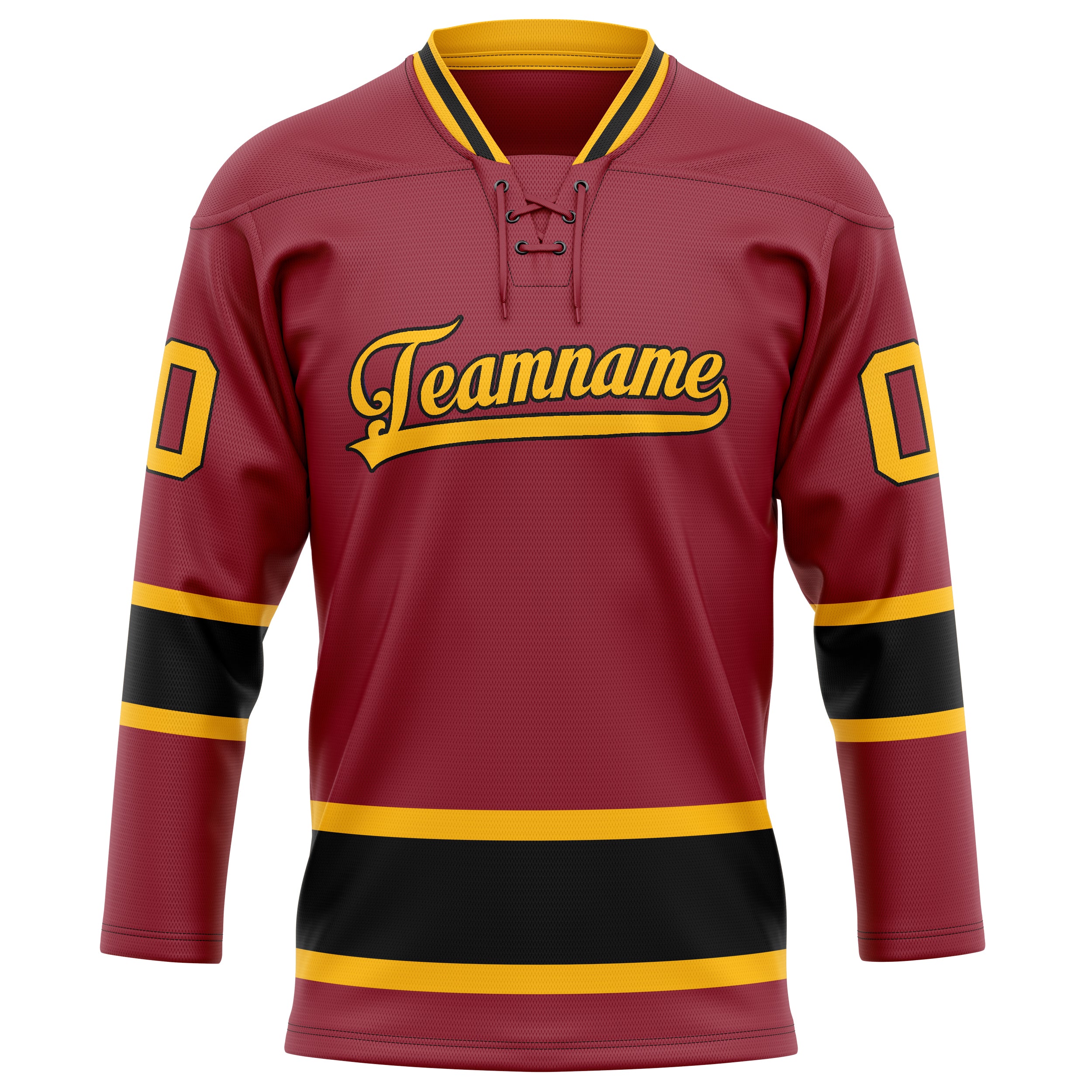 Maillot de hockey personnalisé bordeaux et or uni
