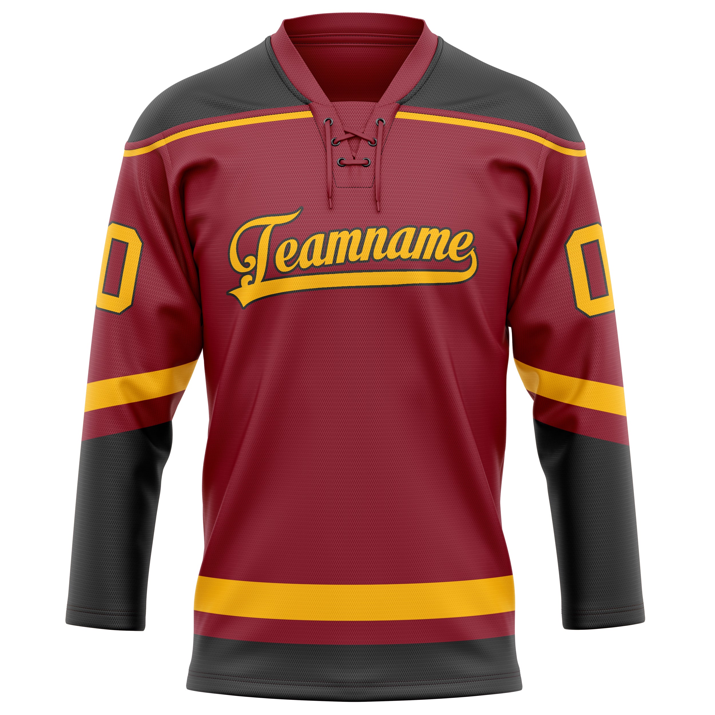 Maillot de hockey personnalisé bordeaux et or uni