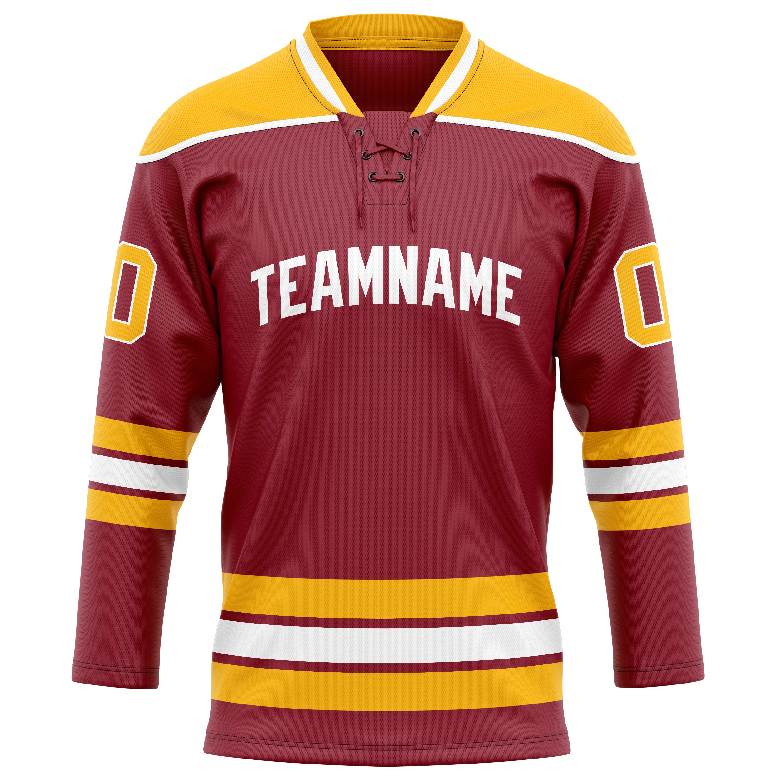 Maillot de hockey personnalisé bordeaux et or uni