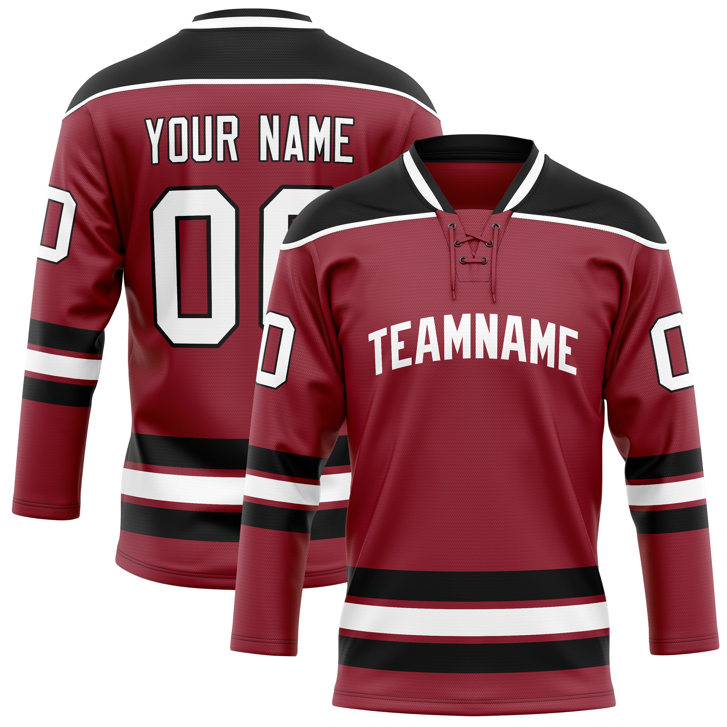 Maillot de hockey personnalisé bordeaux et noir uni