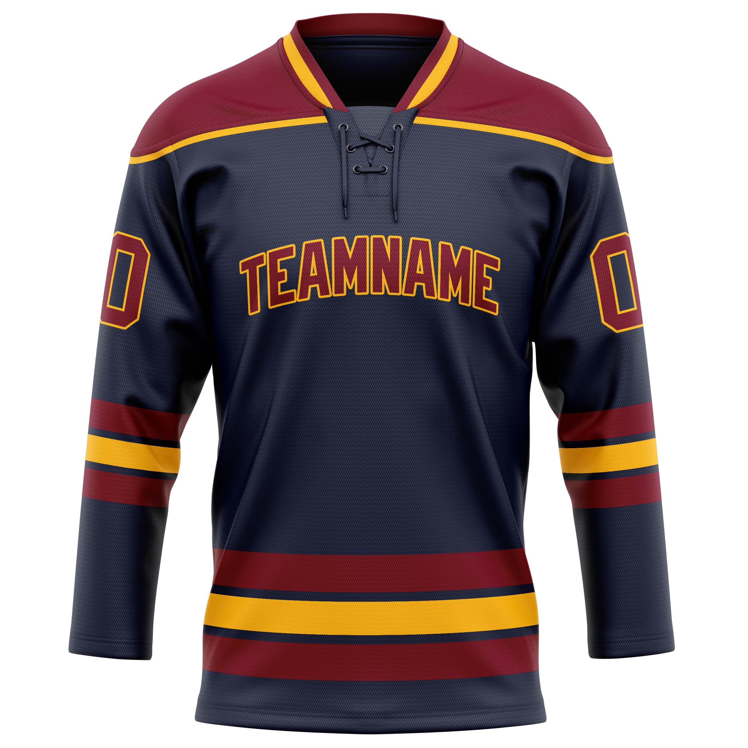 Maillot de hockey personnalisé bleu marine et bordeaux uni